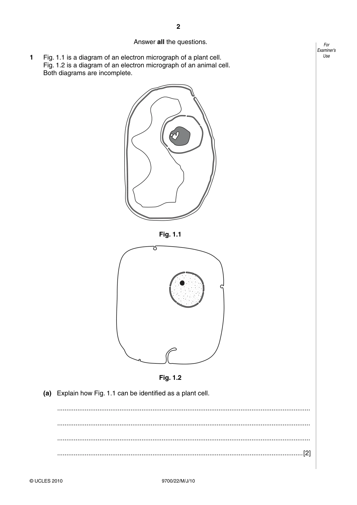 Cambridge A Level Biology 9700 2010 May/June Paper 2 · Variant 2 question paper, page 2 of 20