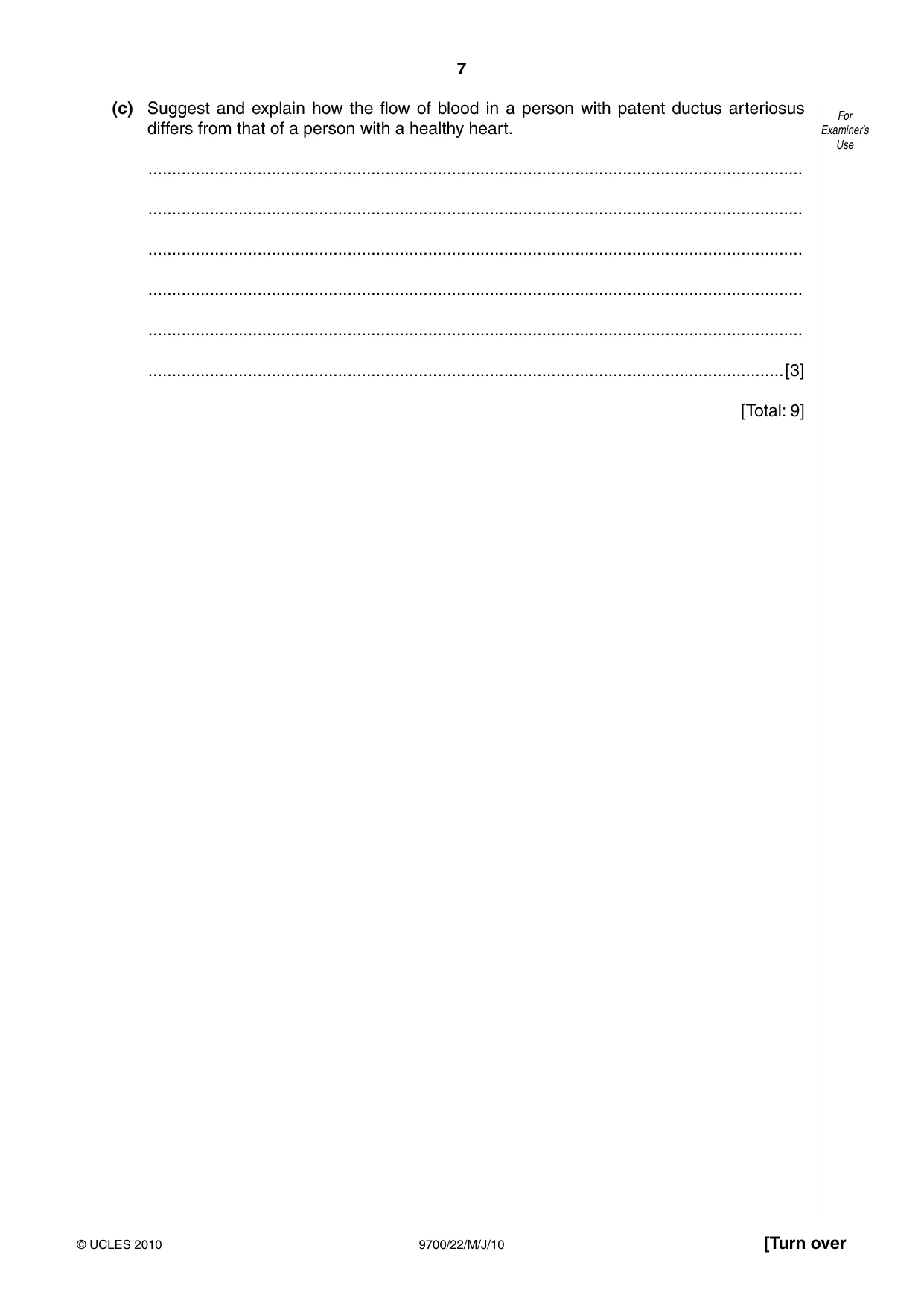 Cambridge A Level Biology 9700 2010 May/June Paper 2 · Variant 2 question paper, page 7 of 20