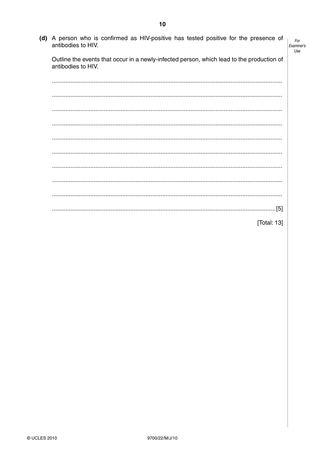 Cambridge A Level Biology 9700 2010 May/June Paper 2 · Variant 2 question paper, page 10 of 20
