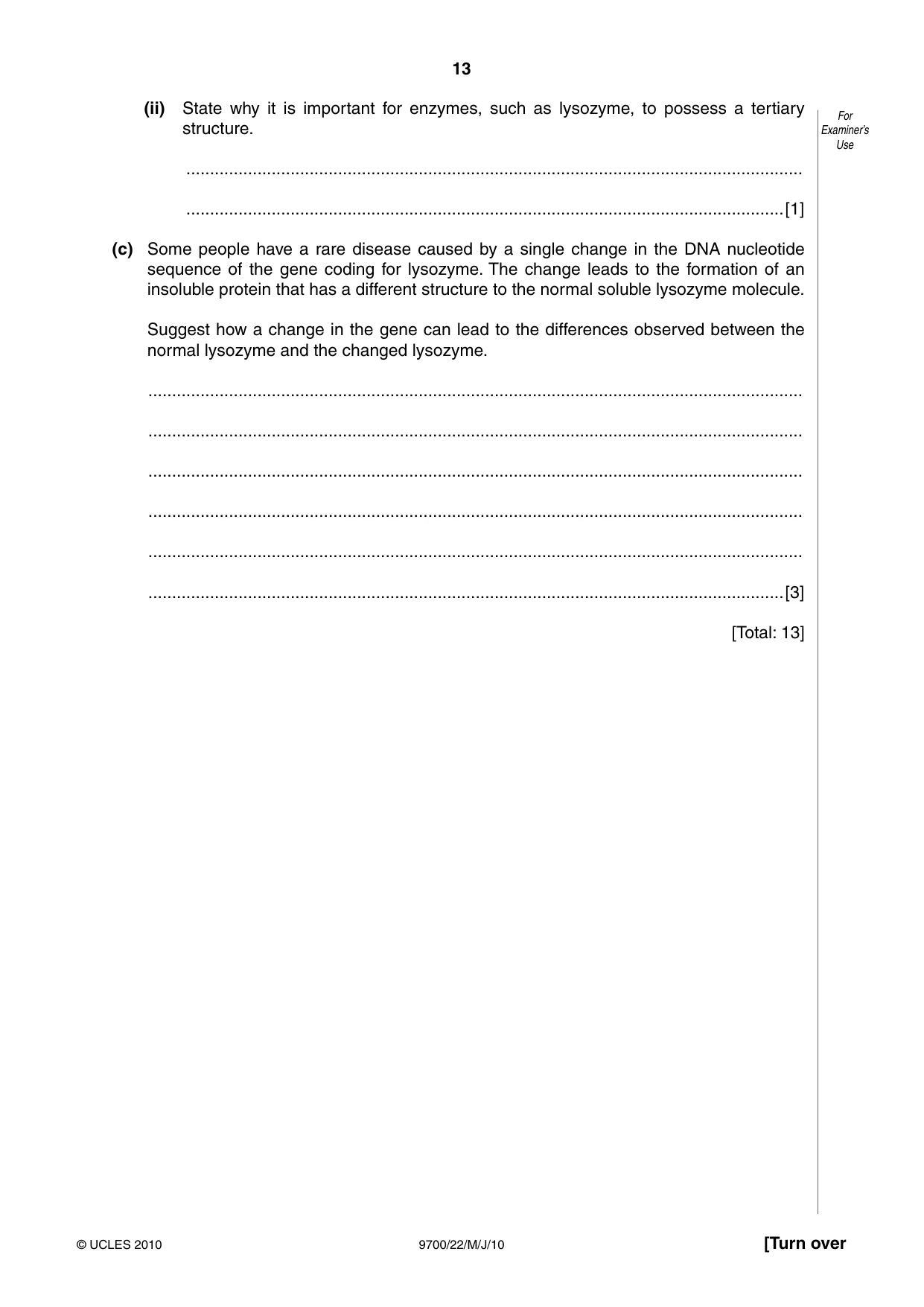 Cambridge A Level Biology 9700 2010 May/June Paper 2 · Variant 2 question paper, page 13 of 20