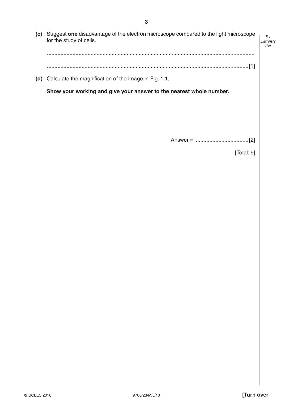Cambridge A Level Biology 9700 2010 May/June Paper 2 · Variant 3 question paper, page 3 of 16