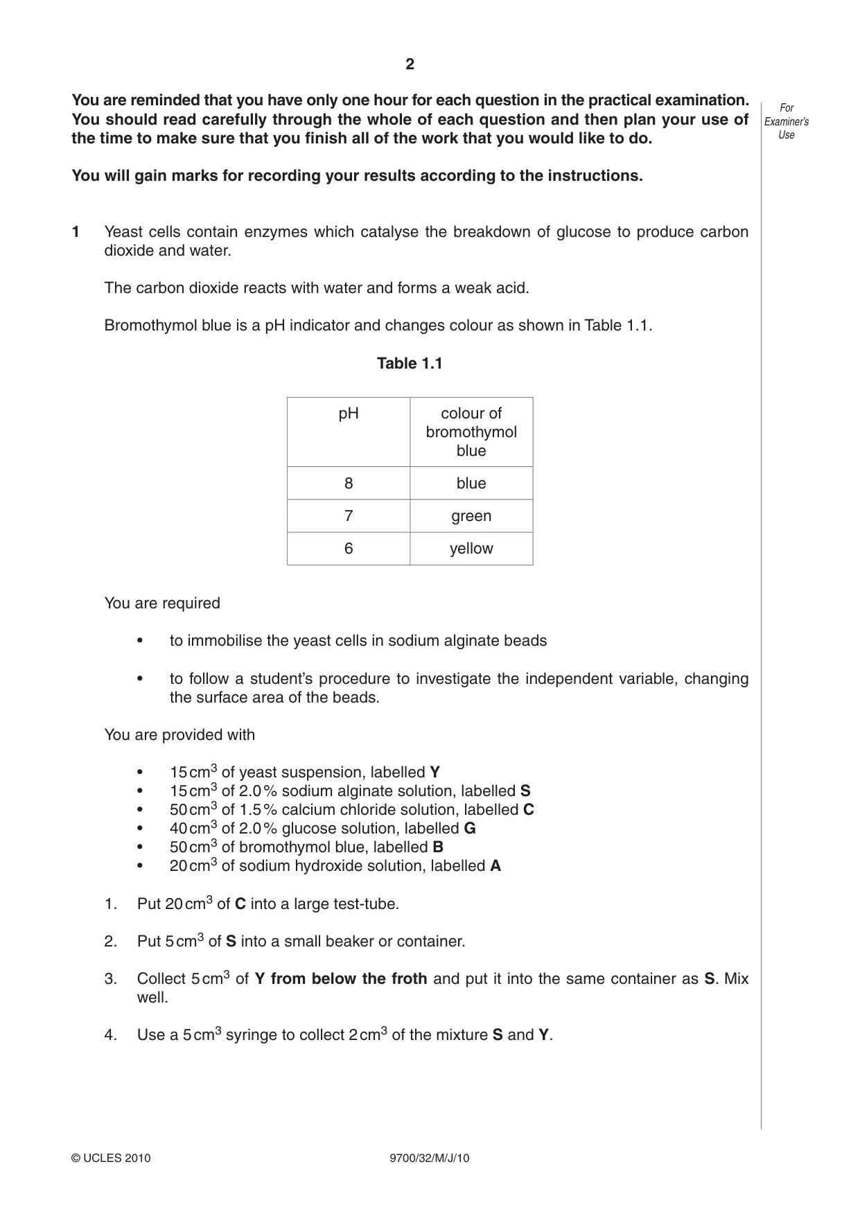 Cambridge A Level Biology 9700 2010 May/June Paper 3 · Variant 2 question paper, page 2 of 16