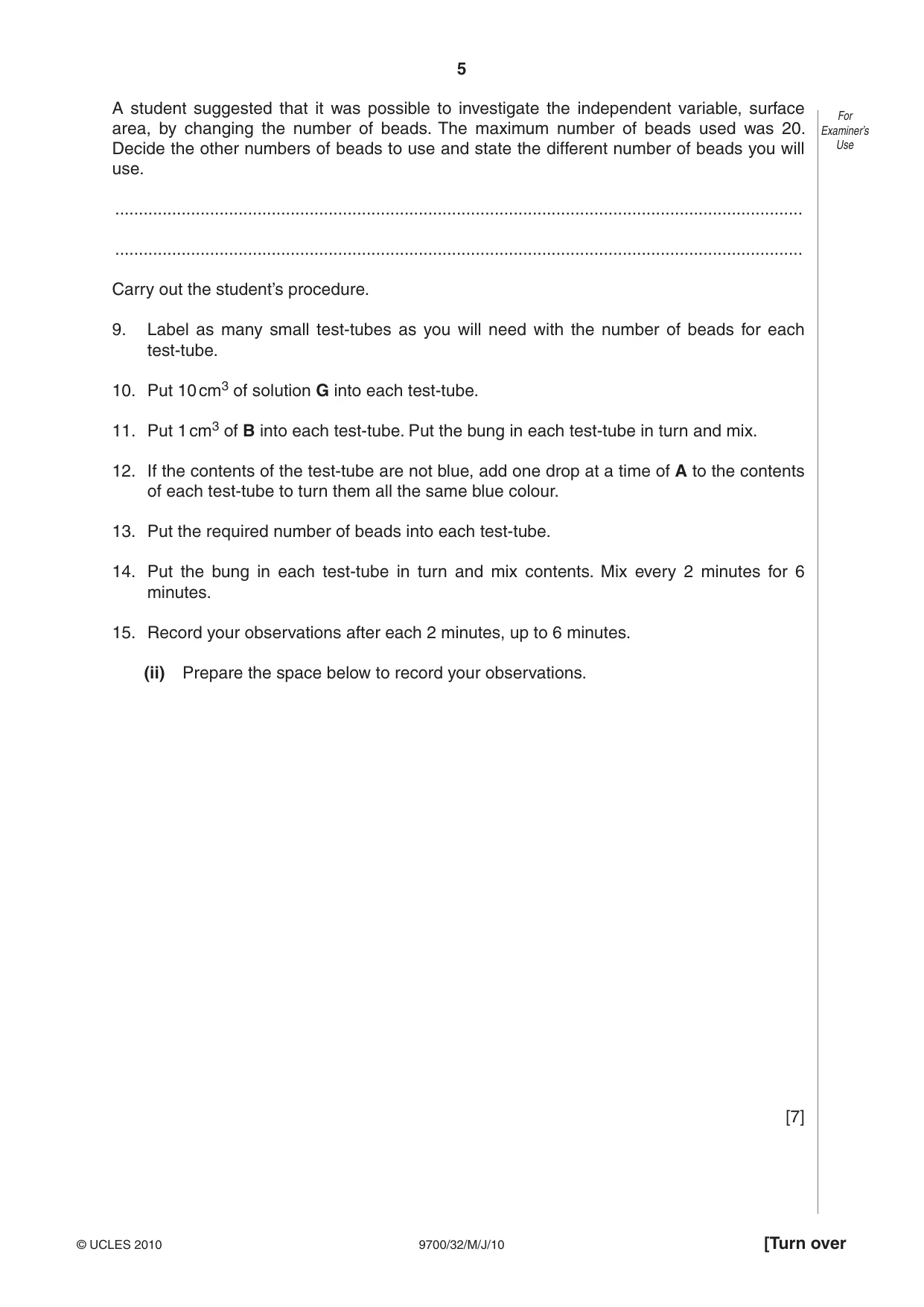 Cambridge A Level Biology 9700 2010 May/June Paper 3 · Variant 2 question paper, page 5 of 16
