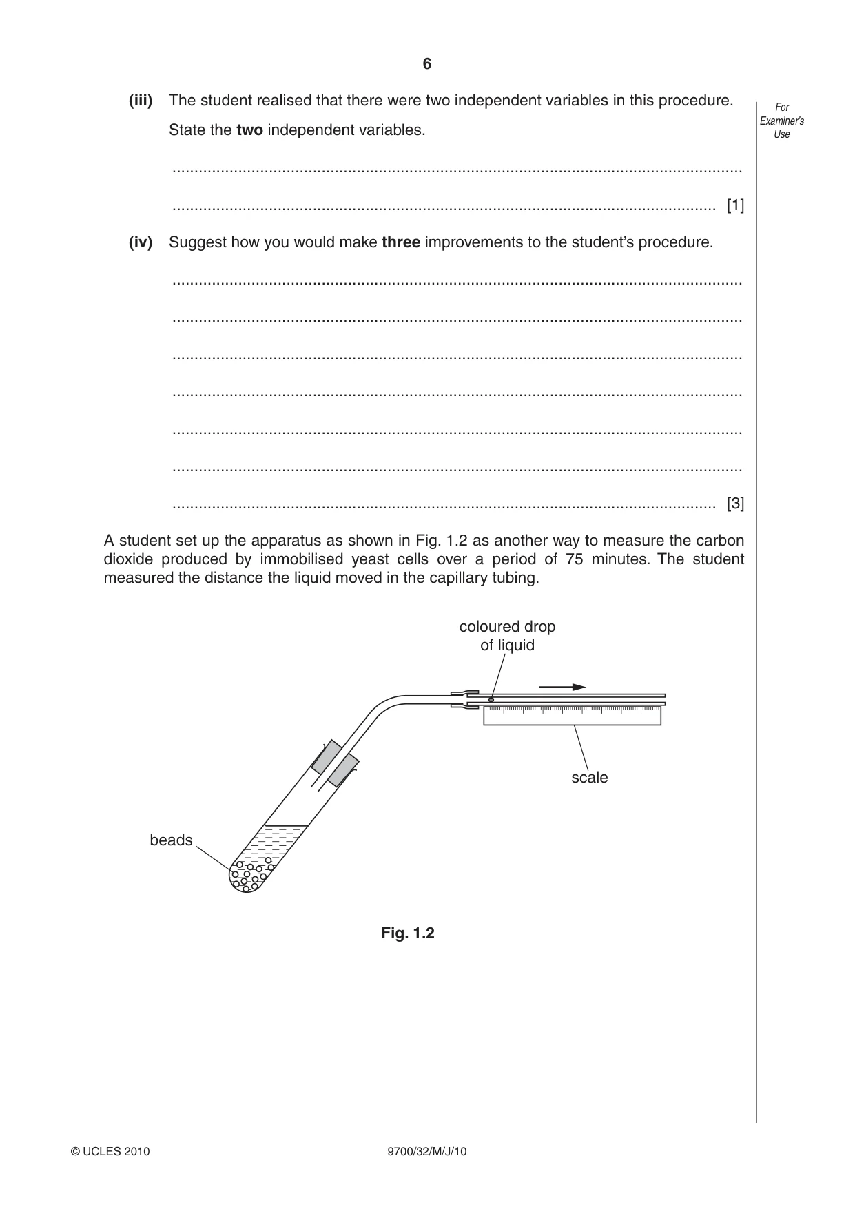 Cambridge A Level Biology 9700 2010 May/June Paper 3 · Variant 2 question paper, page 6 of 16