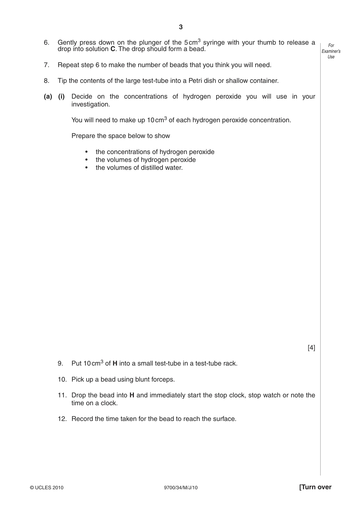 Cambridge A Level Biology 9700 2010 May/June Paper 3 · Variant 4 question paper, page 3 of 12