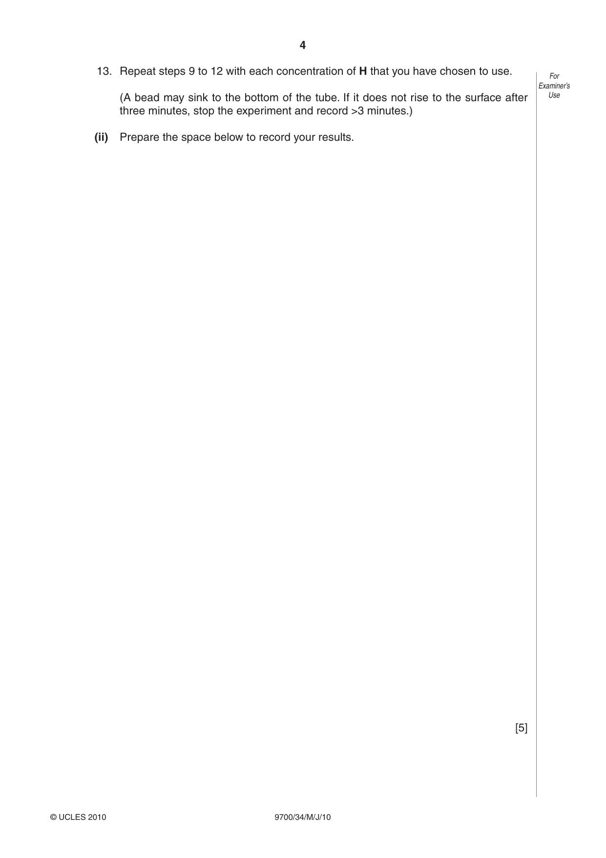 Cambridge A Level Biology 9700 2010 May/June Paper 3 · Variant 4 question paper, page 4 of 12