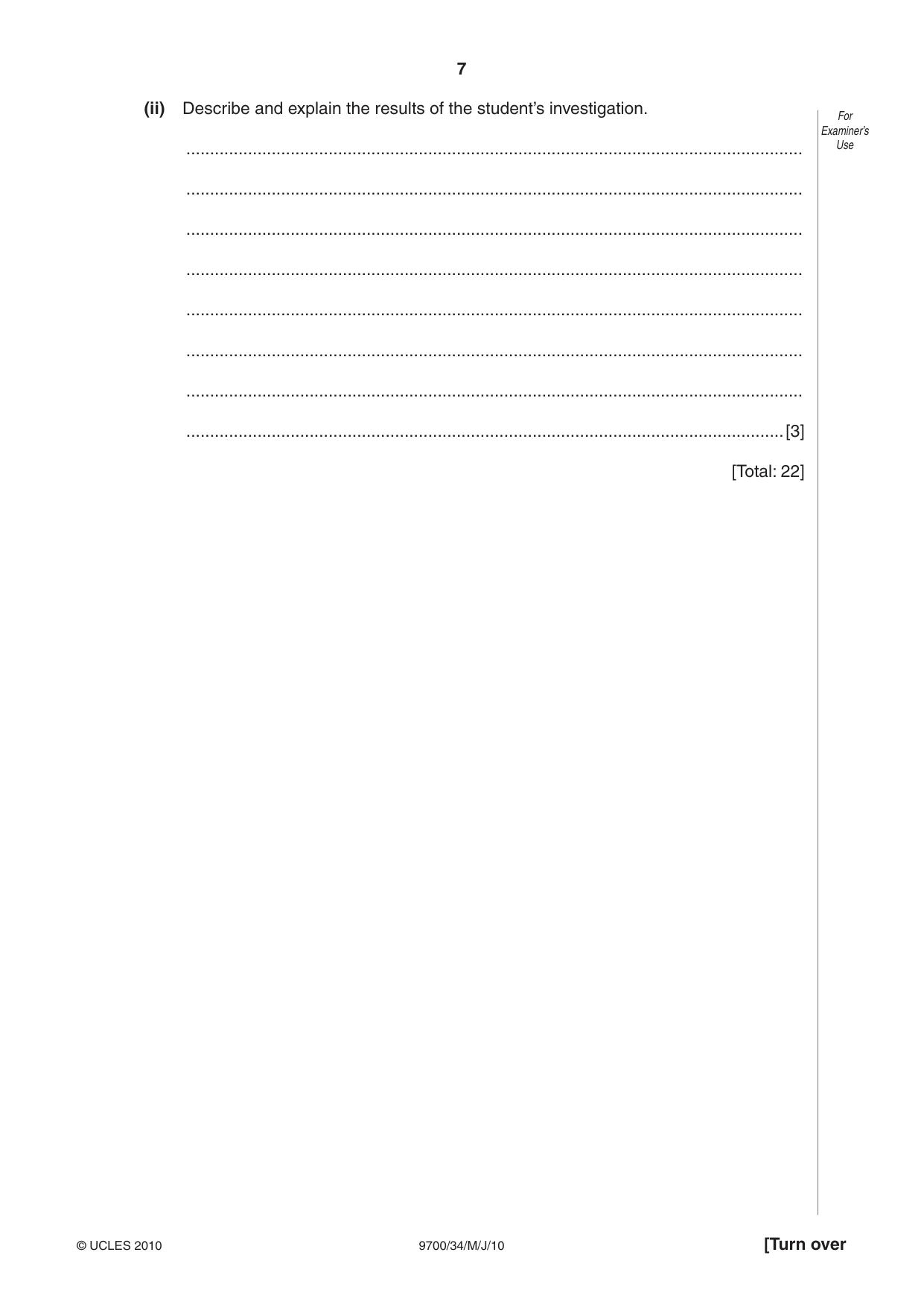 Cambridge A Level Biology 9700 2010 May/June Paper 3 · Variant 4 question paper, page 7 of 12