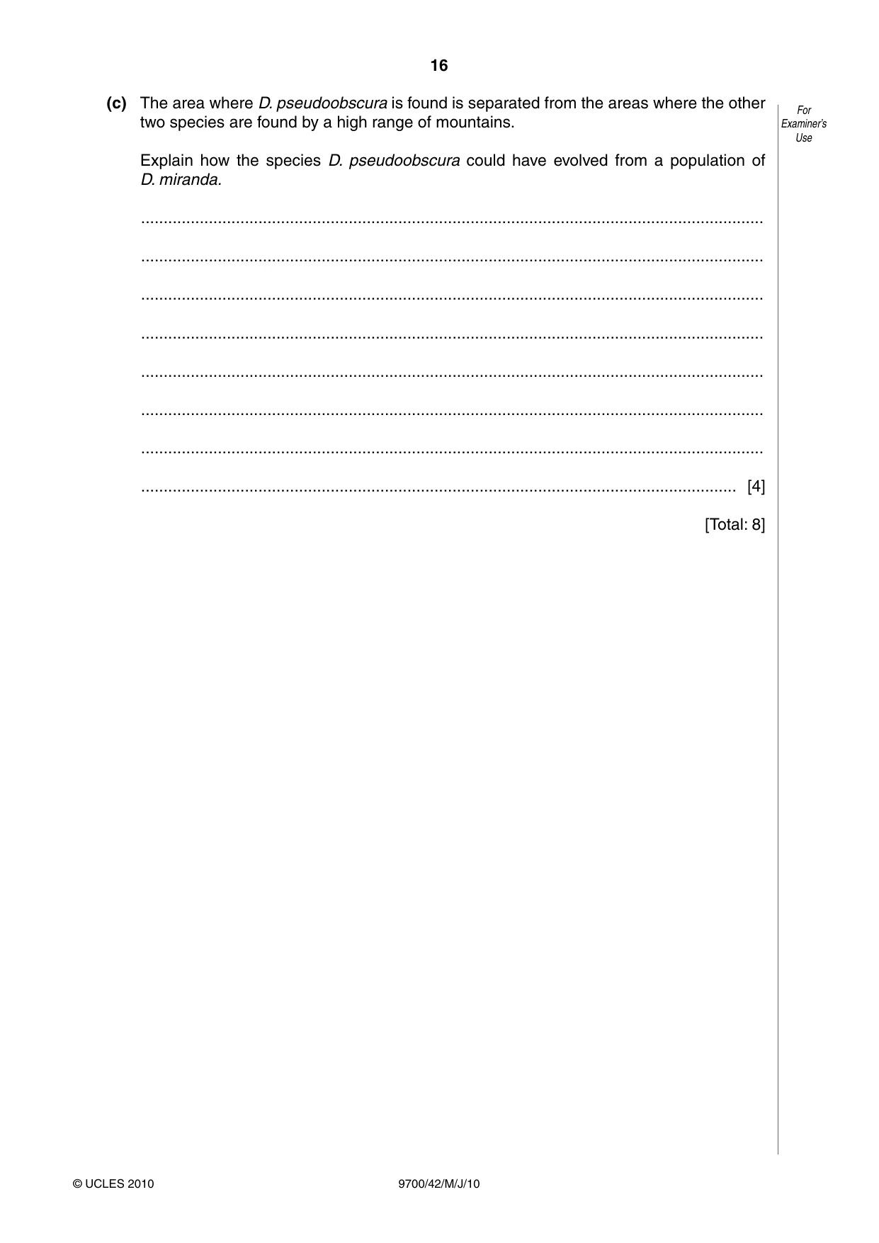 Cambridge A Level Biology 9700 2010 May/June Paper 4 · Variant 2 question paper, page 16 of 24