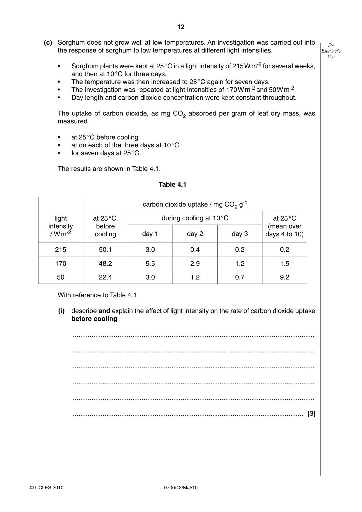 Cambridge A Level Biology 9700 2010 May/June Paper 4 · Variant 3 question paper, page 12 of 24