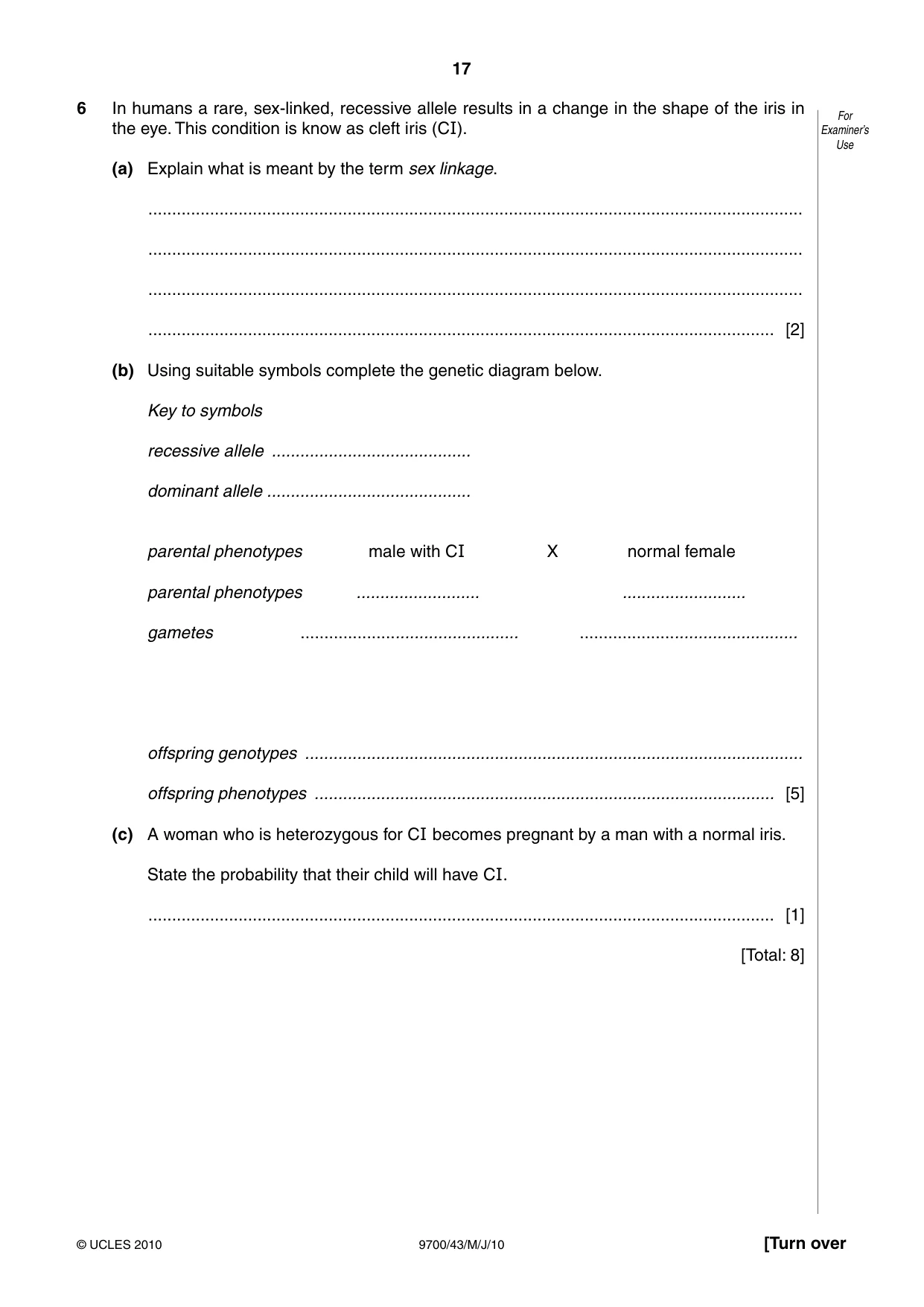 Cambridge A Level Biology 9700 2010 May/June Paper 4 · Variant 3 question paper, page 17 of 24