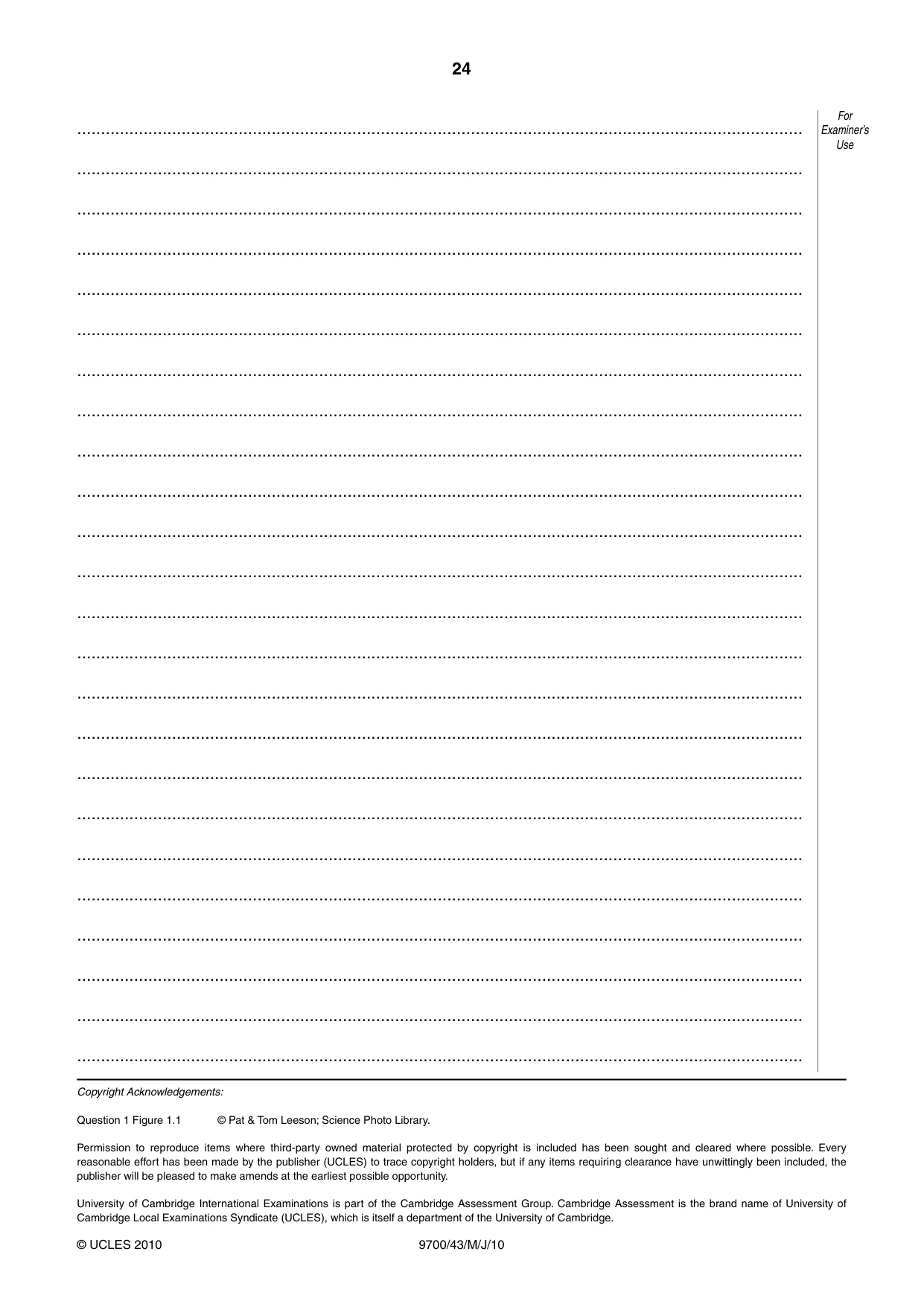 Cambridge A Level Biology 9700 2010 May/June Paper 4 · Variant 3 question paper, page 24 of 24