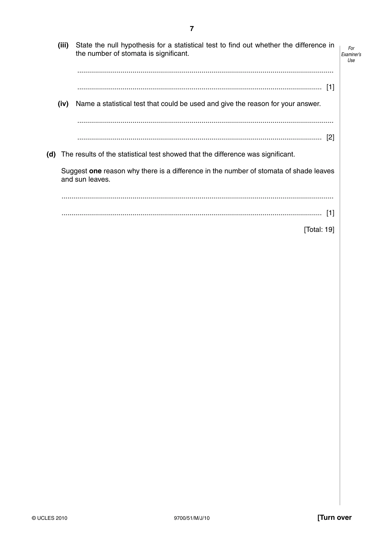 Cambridge A Level Biology 9700 2010 May/June Paper 5 · Variant 1 question paper, page 7 of 12