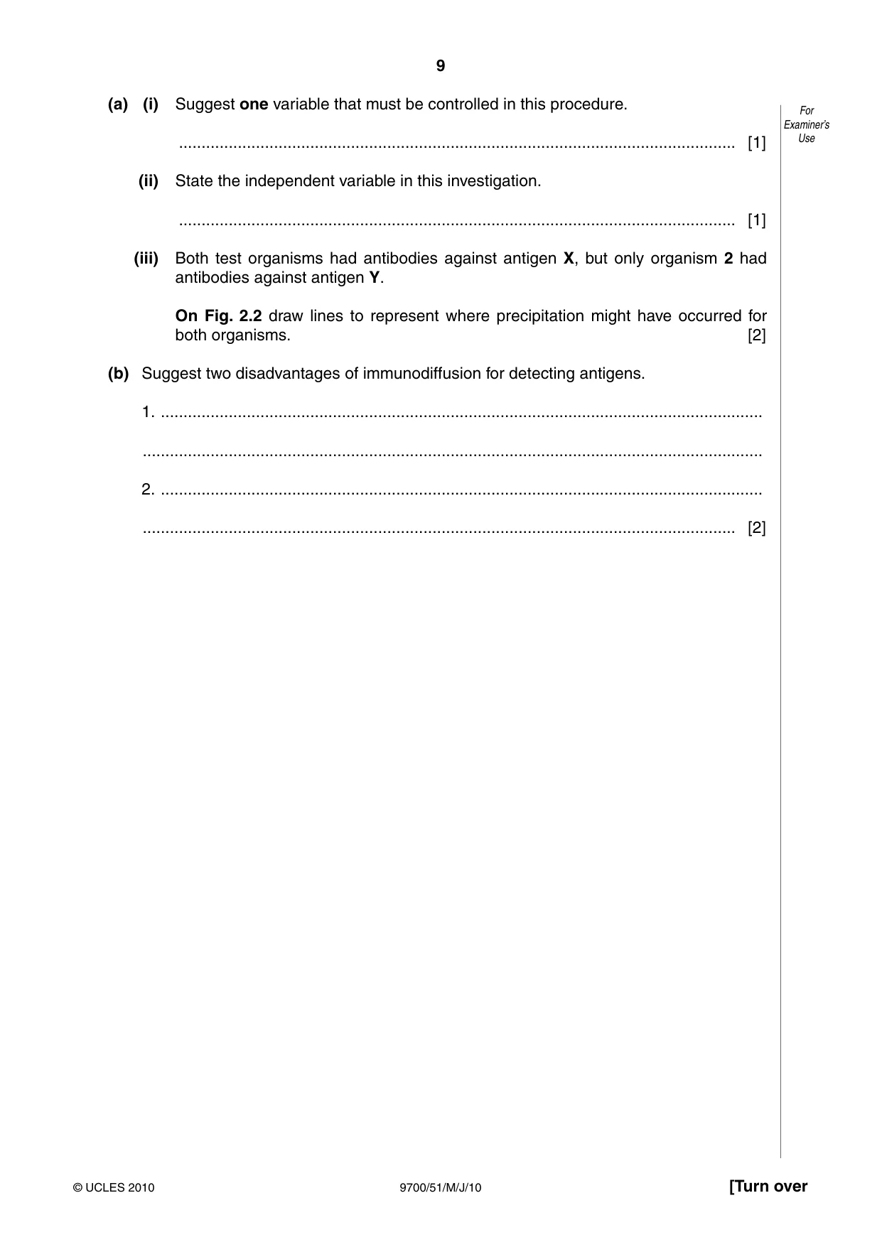 Cambridge A Level Biology 9700 2010 May/June Paper 5 · Variant 1 question paper, page 9 of 12