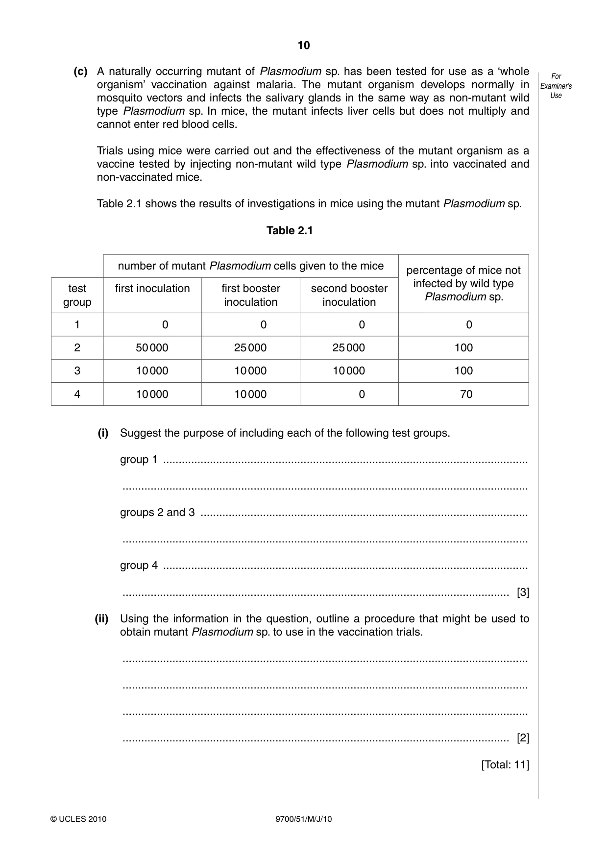 Cambridge A Level Biology 9700 2010 May/June Paper 5 · Variant 1 question paper, page 10 of 12