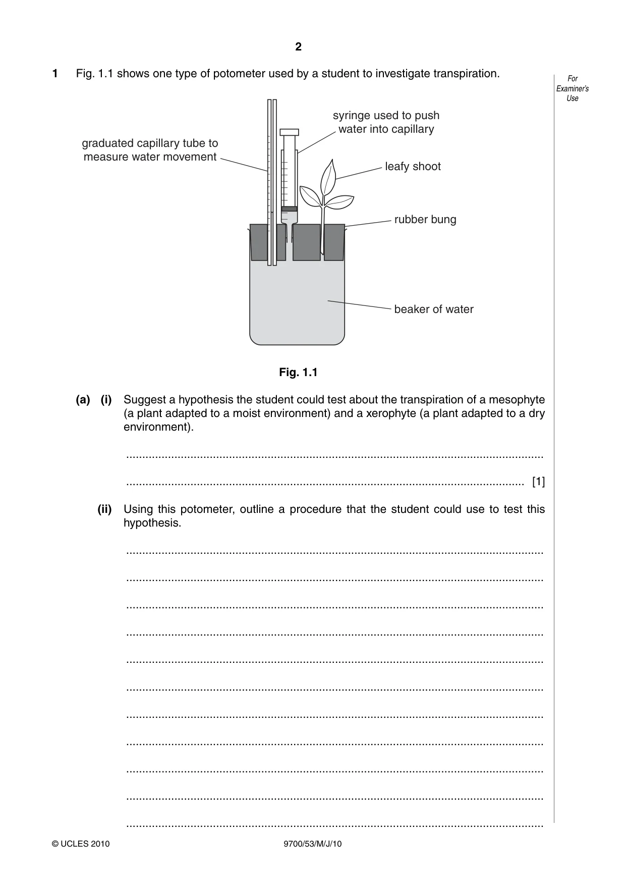 Cambridge A Level Biology 9700 2010 May/June Paper 5 · Variant 3 question paper, page 2 of 8