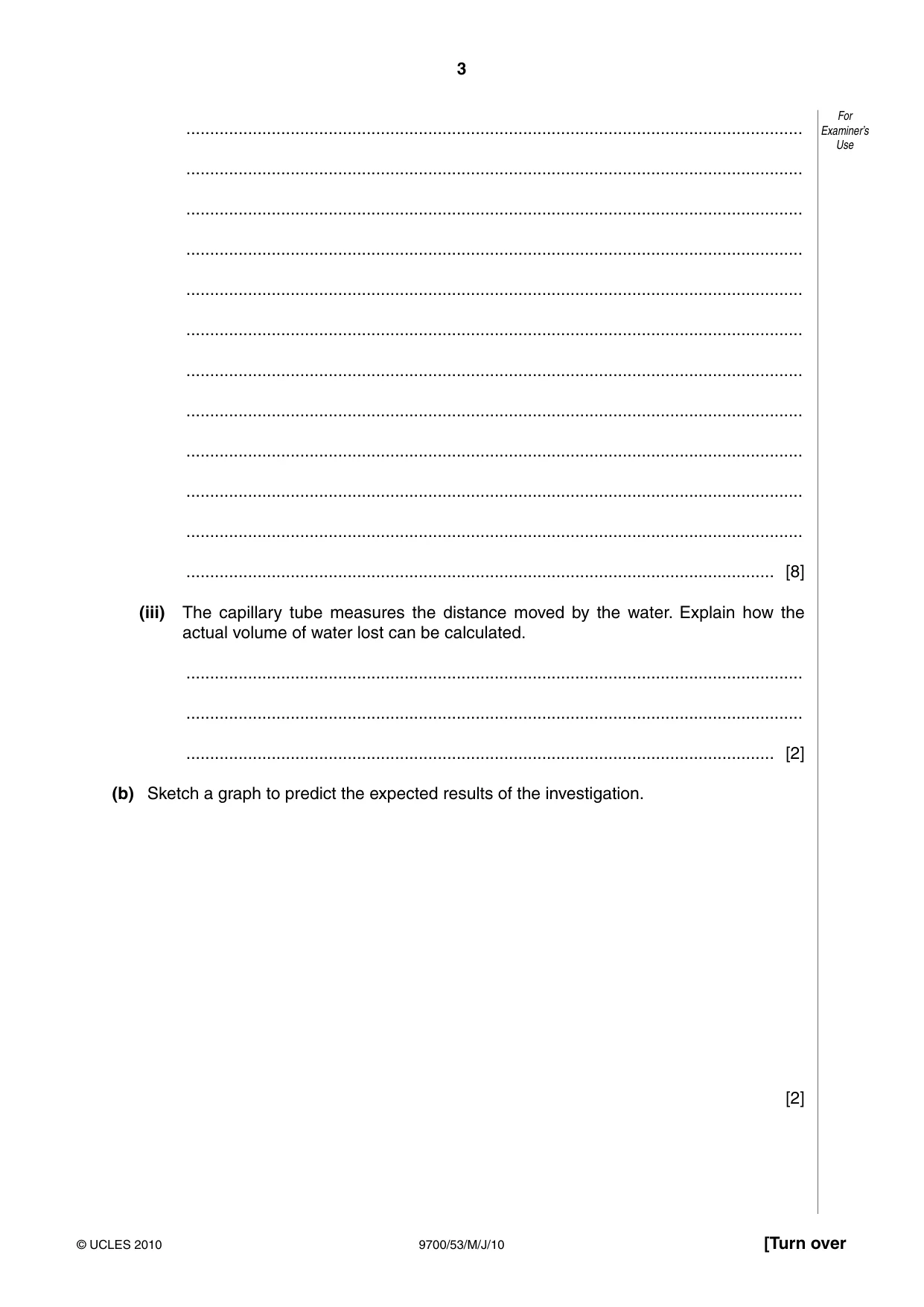 Cambridge A Level Biology 9700 2010 May/June Paper 5 · Variant 3 question paper, page 3 of 8