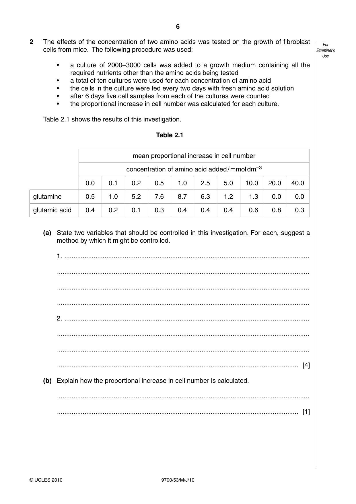 Cambridge A Level Biology 9700 2010 May/June Paper 5 · Variant 3 question paper, page 6 of 8