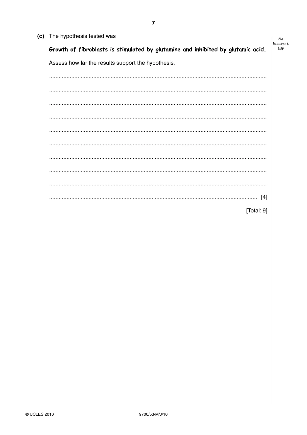 Cambridge A Level Biology 9700 2010 May/June Paper 5 · Variant 3 question paper, page 7 of 8