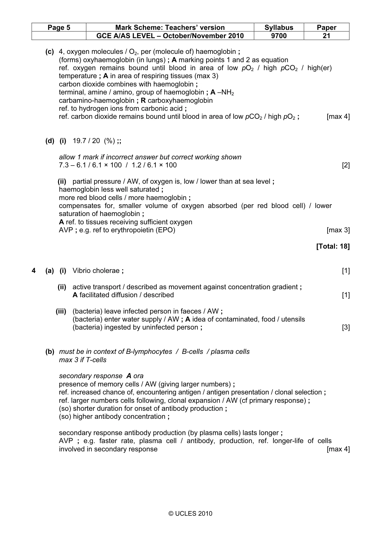 Mark scheme, page 5 of 6