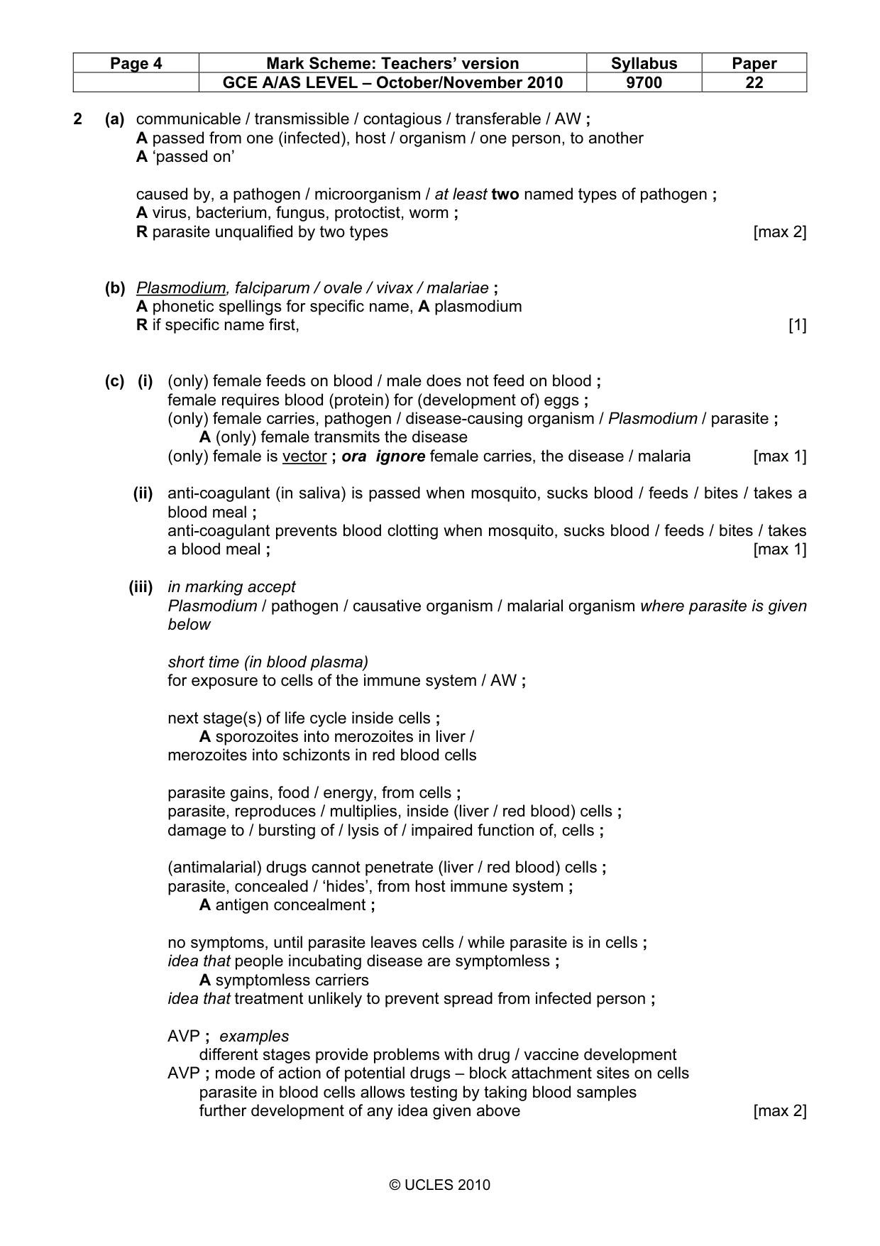 Mark scheme, page 4 of 9