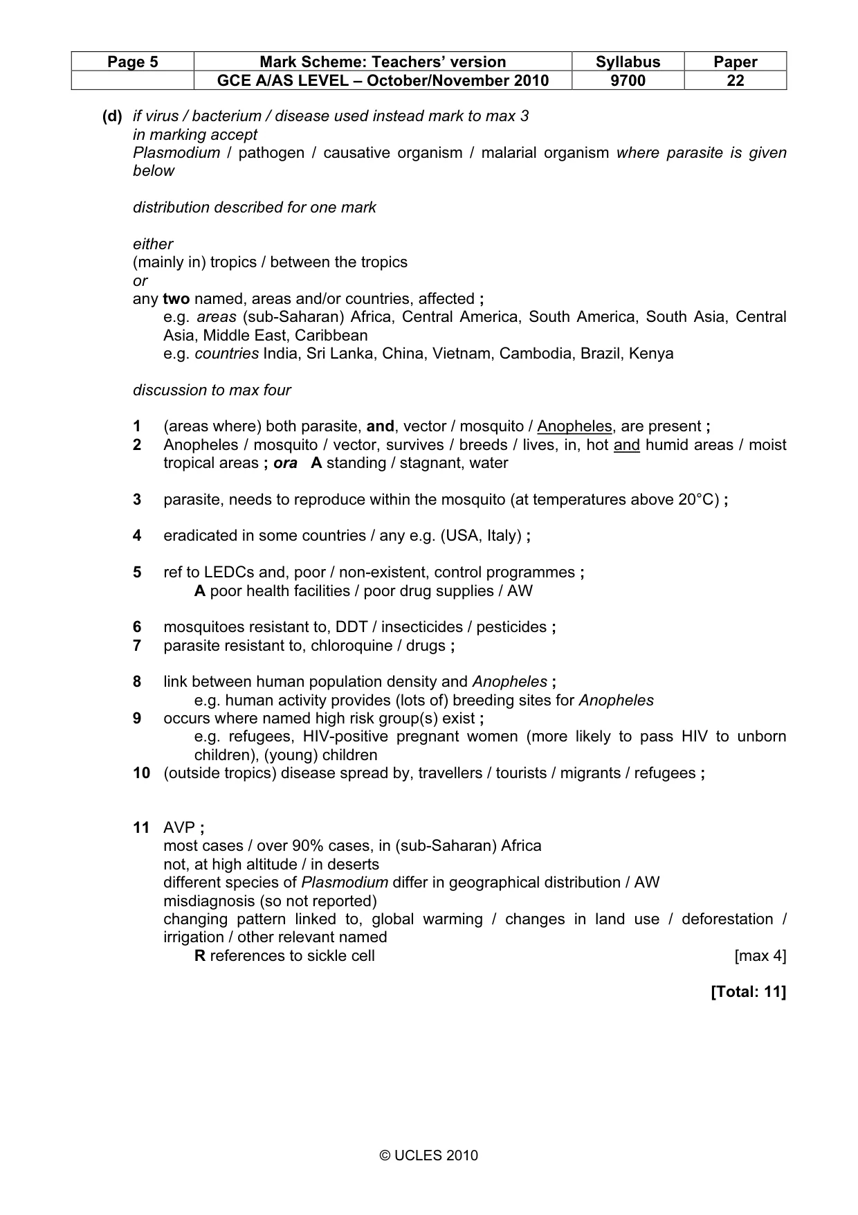 Mark scheme, page 5 of 9