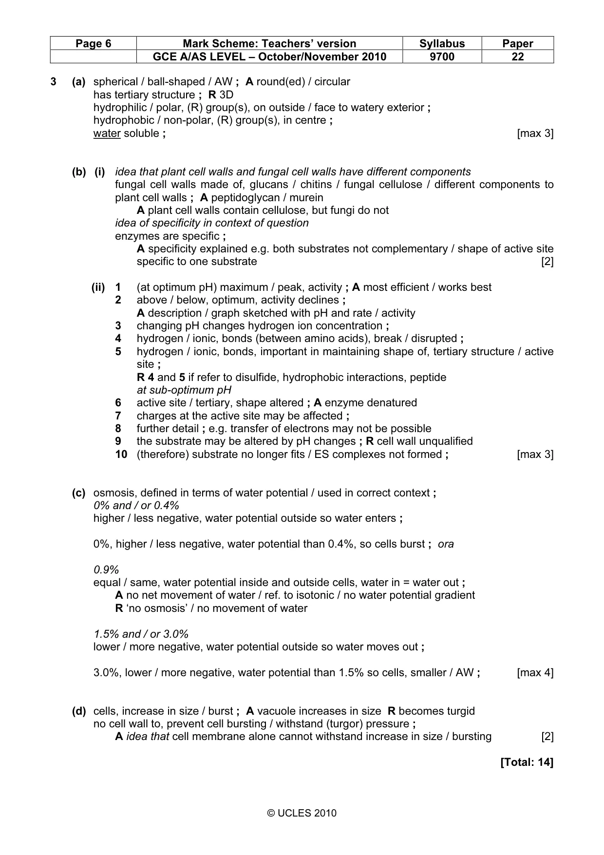 Mark scheme, page 6 of 9