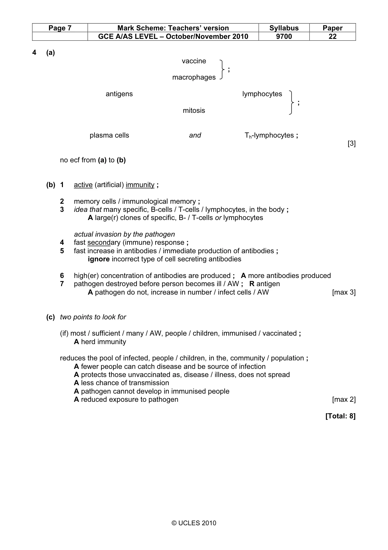 Mark scheme, page 7 of 9