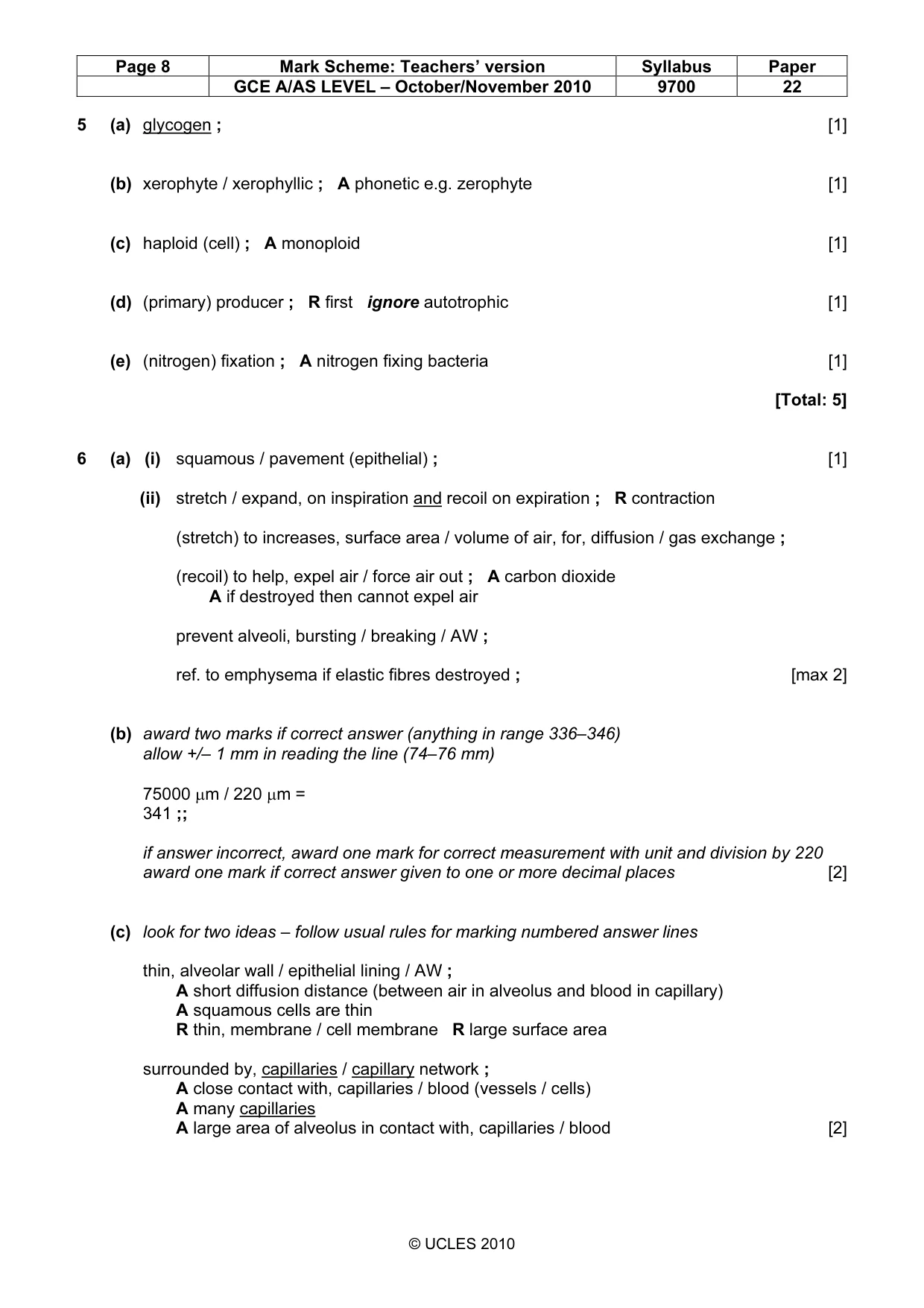 Mark scheme, page 8 of 9