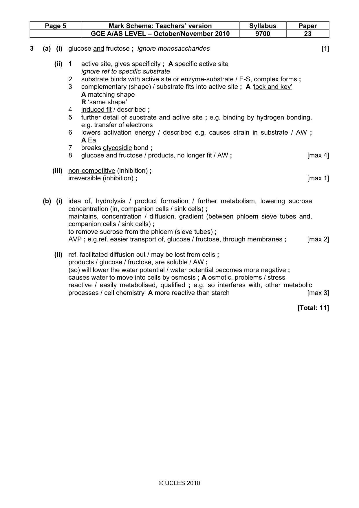 Mark scheme, page 5 of 8