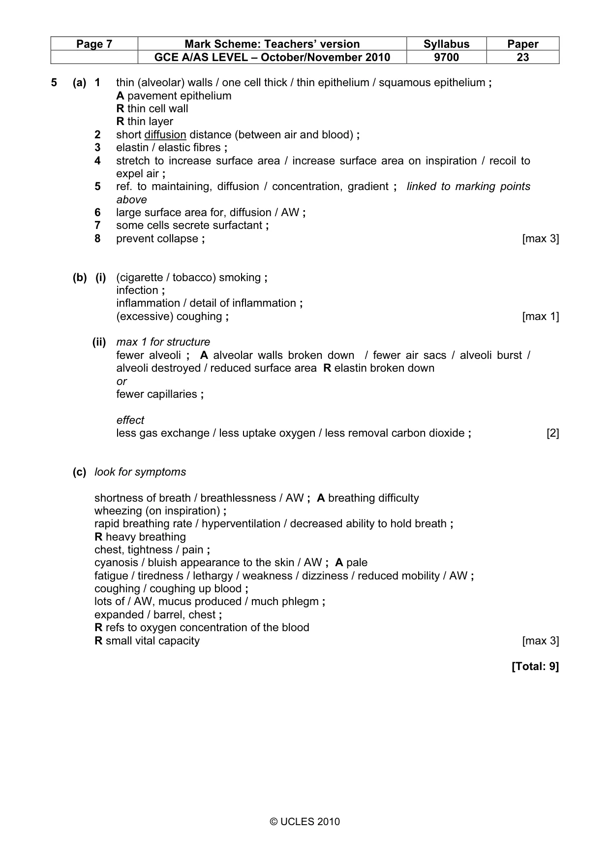 Mark scheme, page 7 of 8