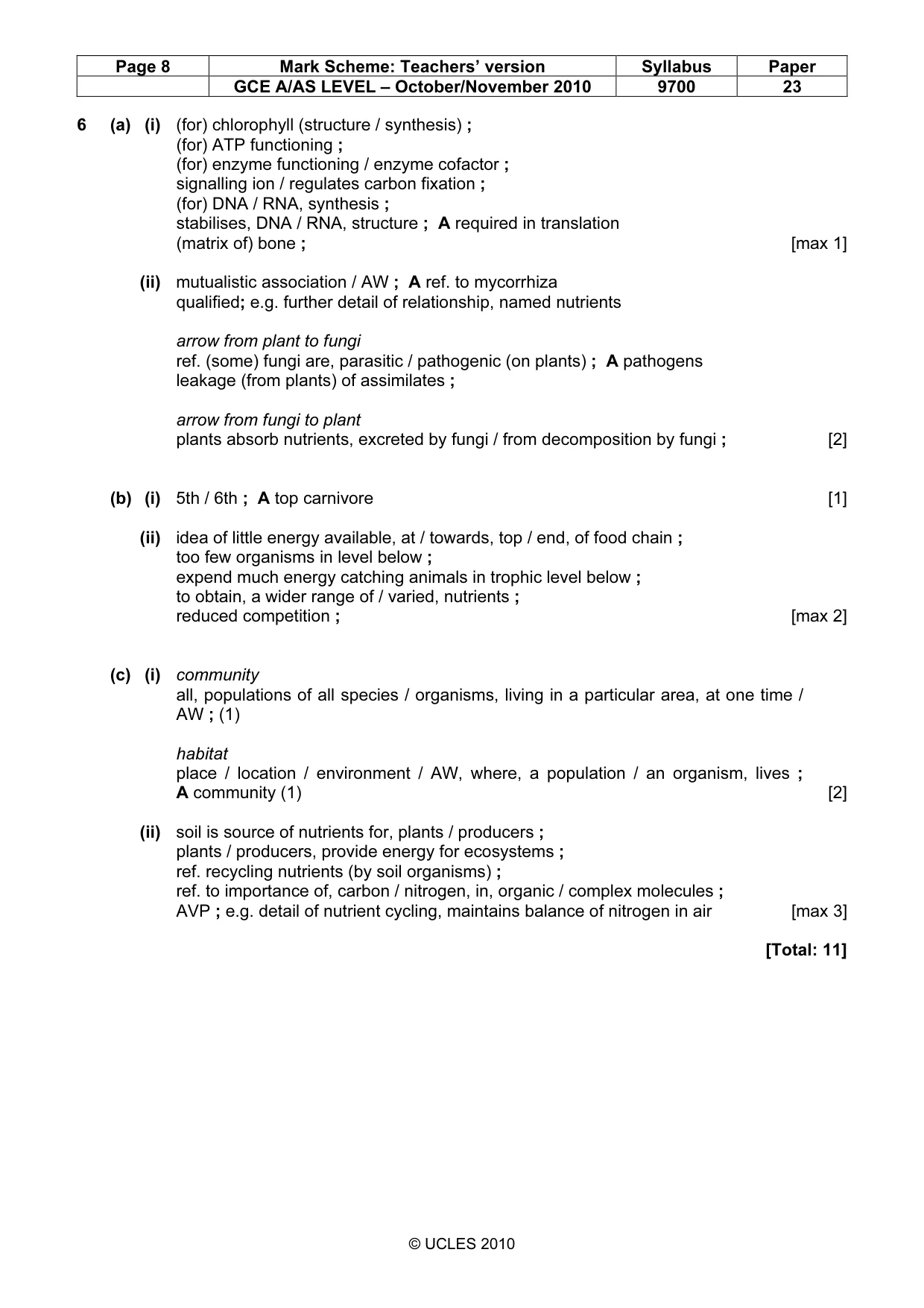 Mark scheme, page 8 of 8