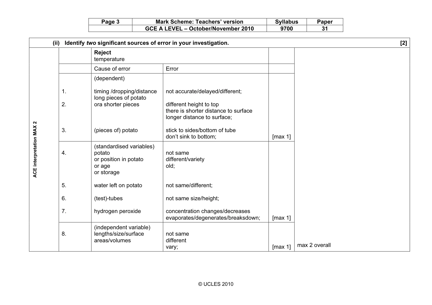 Mark scheme, page 3 of 10