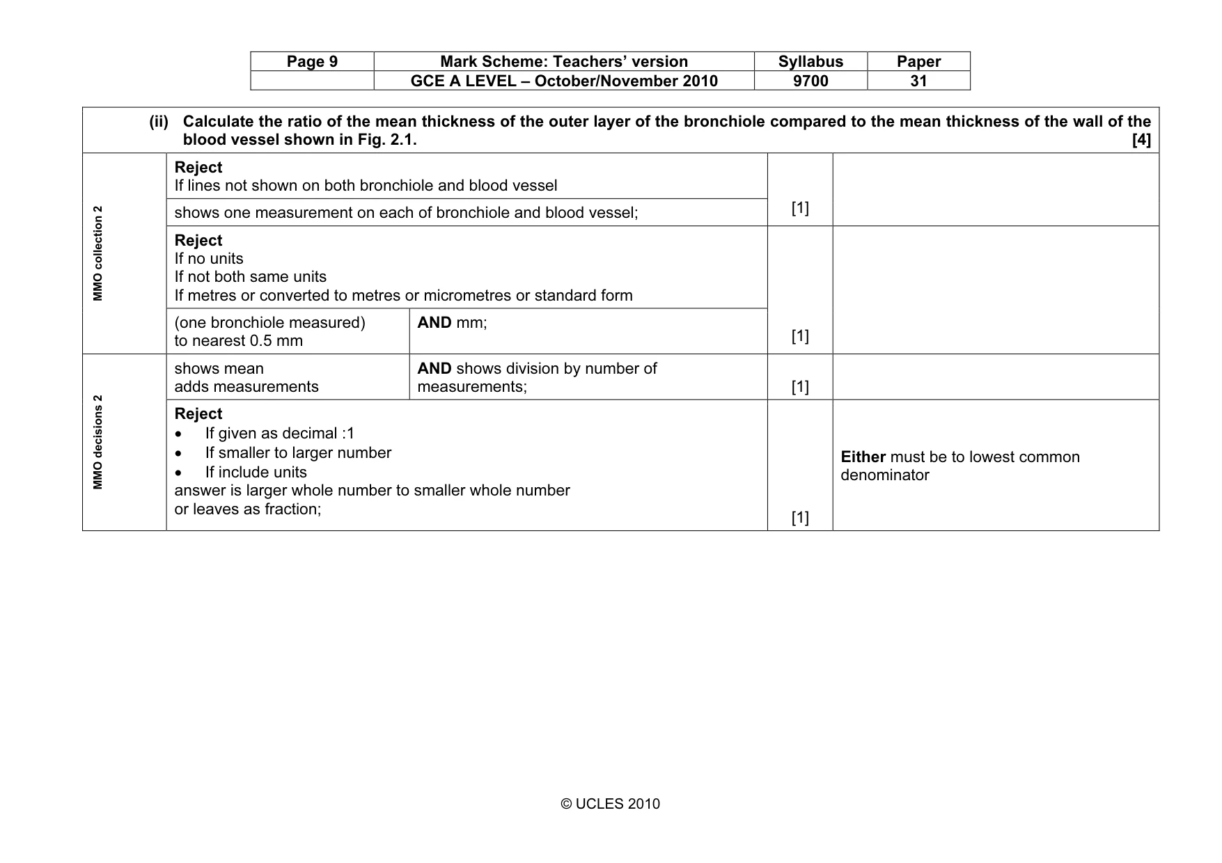 Mark scheme, page 9 of 10