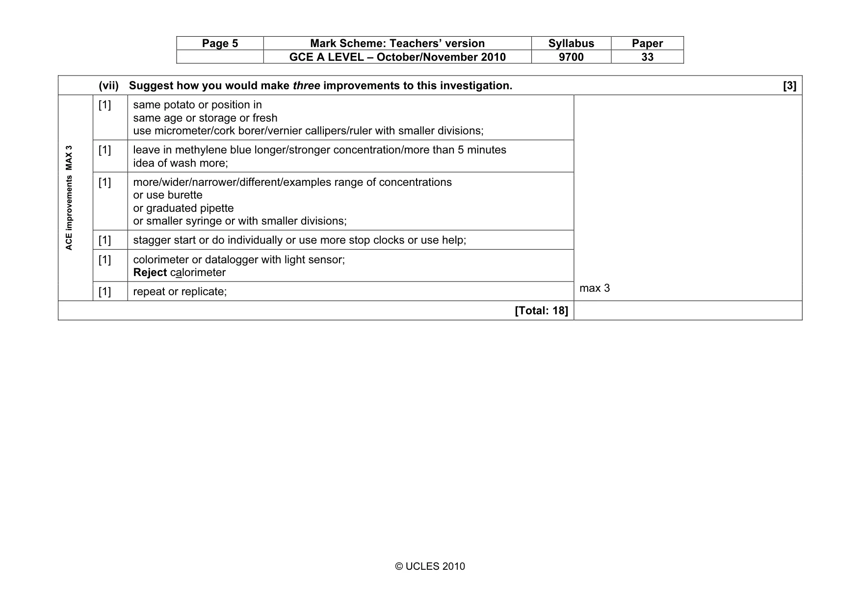 Mark scheme, page 5 of 10