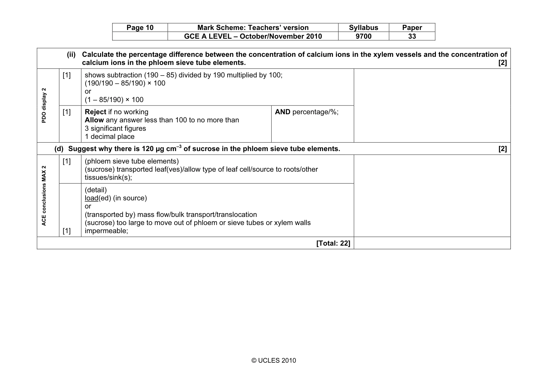 Mark scheme, page 10 of 10