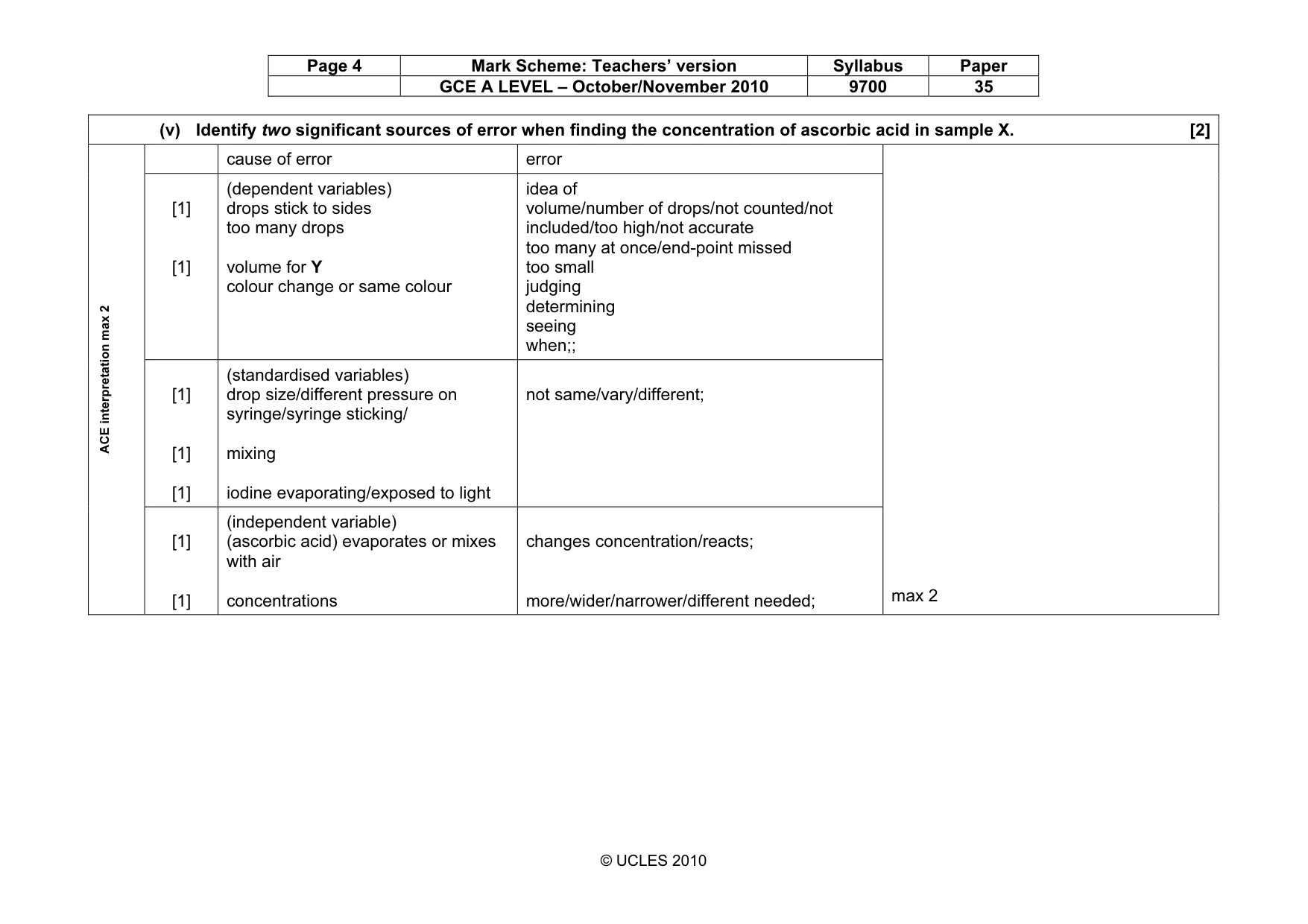 Mark scheme, page 4 of 10