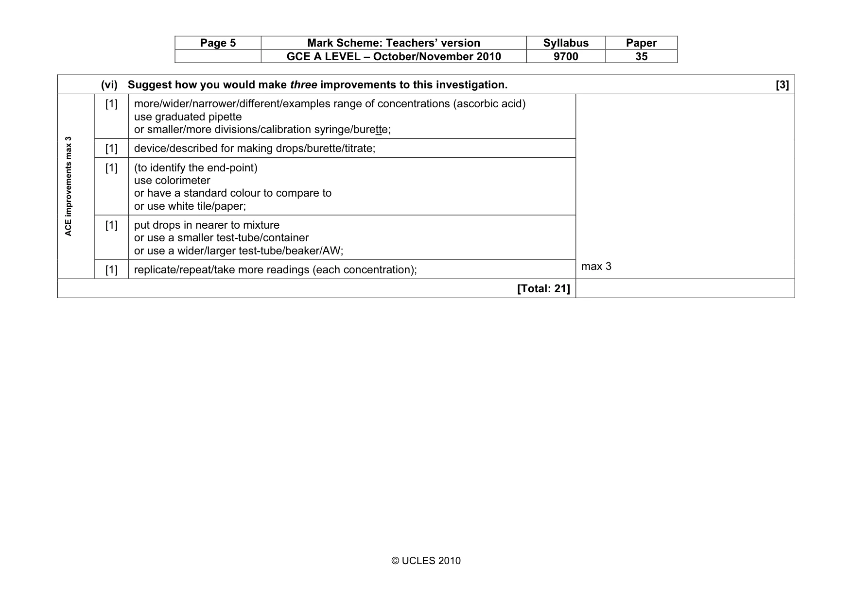 Mark scheme, page 5 of 10