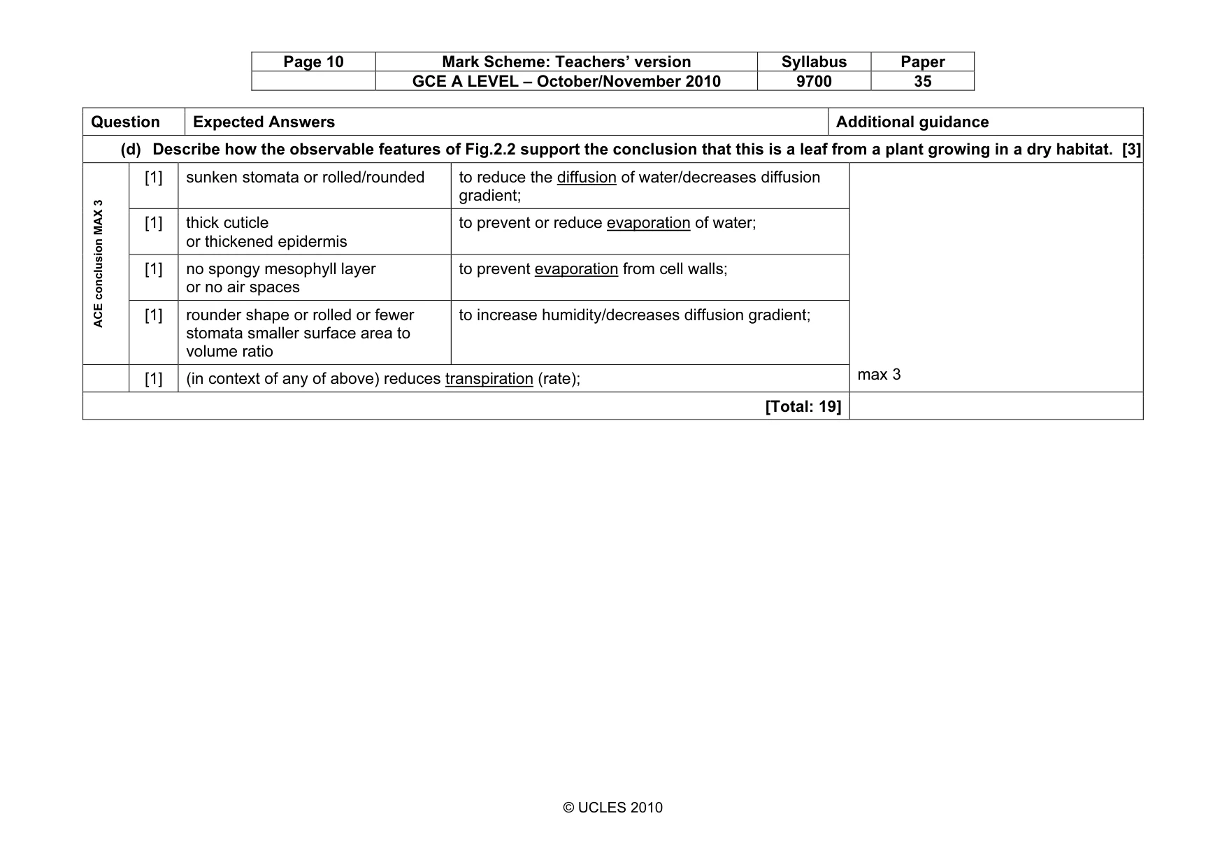Mark scheme, page 10 of 10
