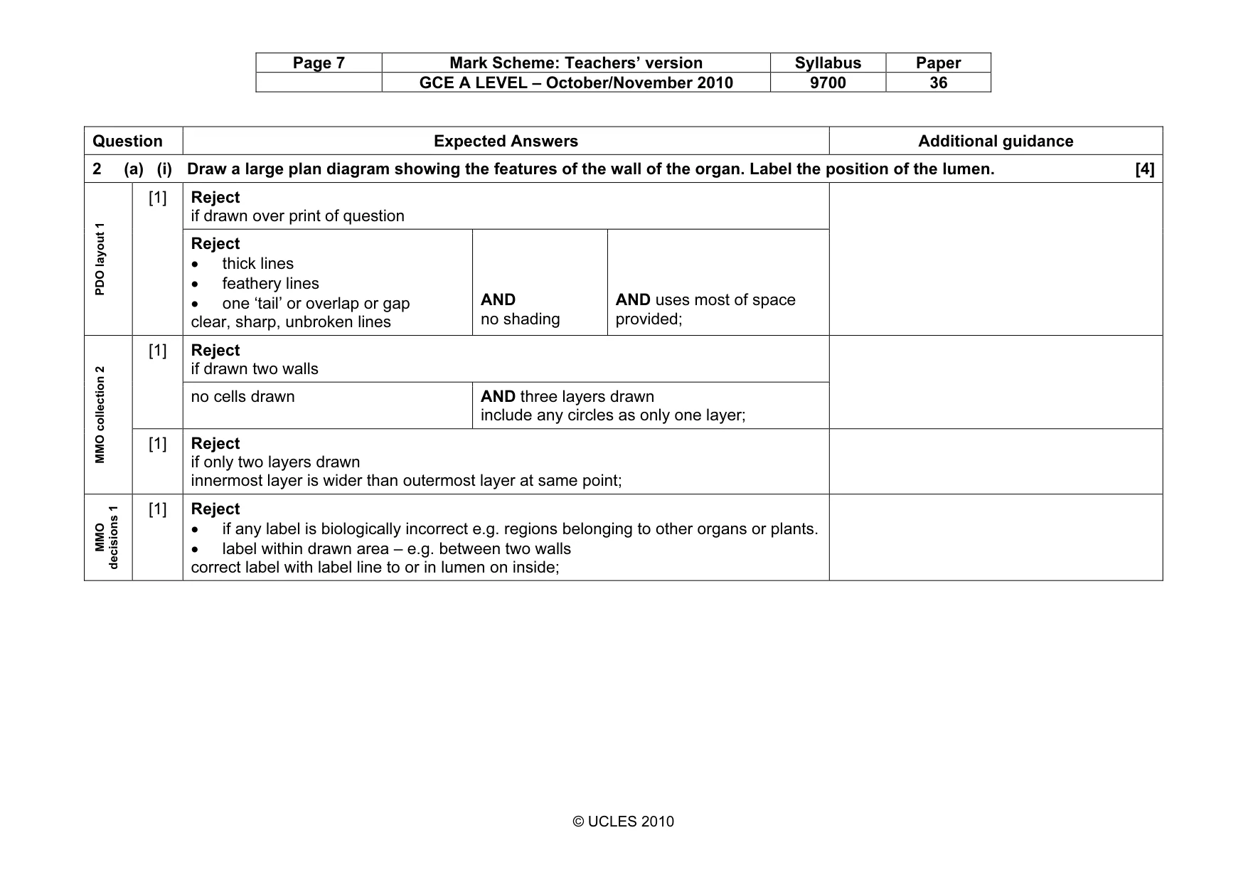Mark scheme, page 7 of 10