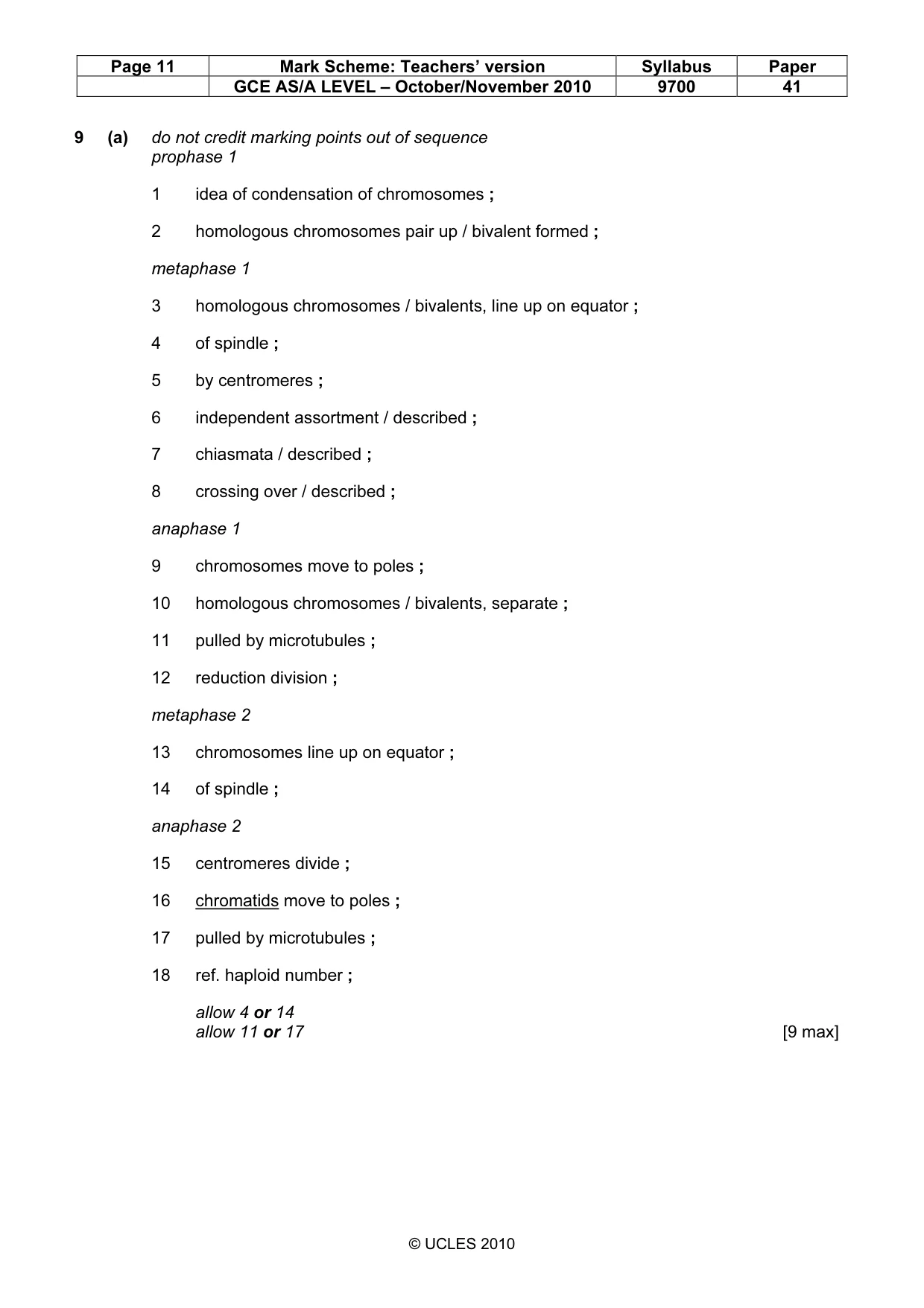 Mark scheme, page 11 of 13