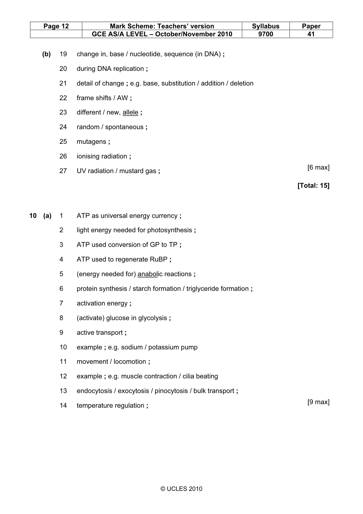 Mark scheme, page 12 of 13