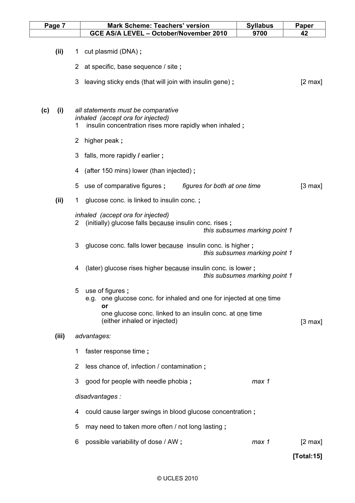 Mark scheme, page 7 of 13