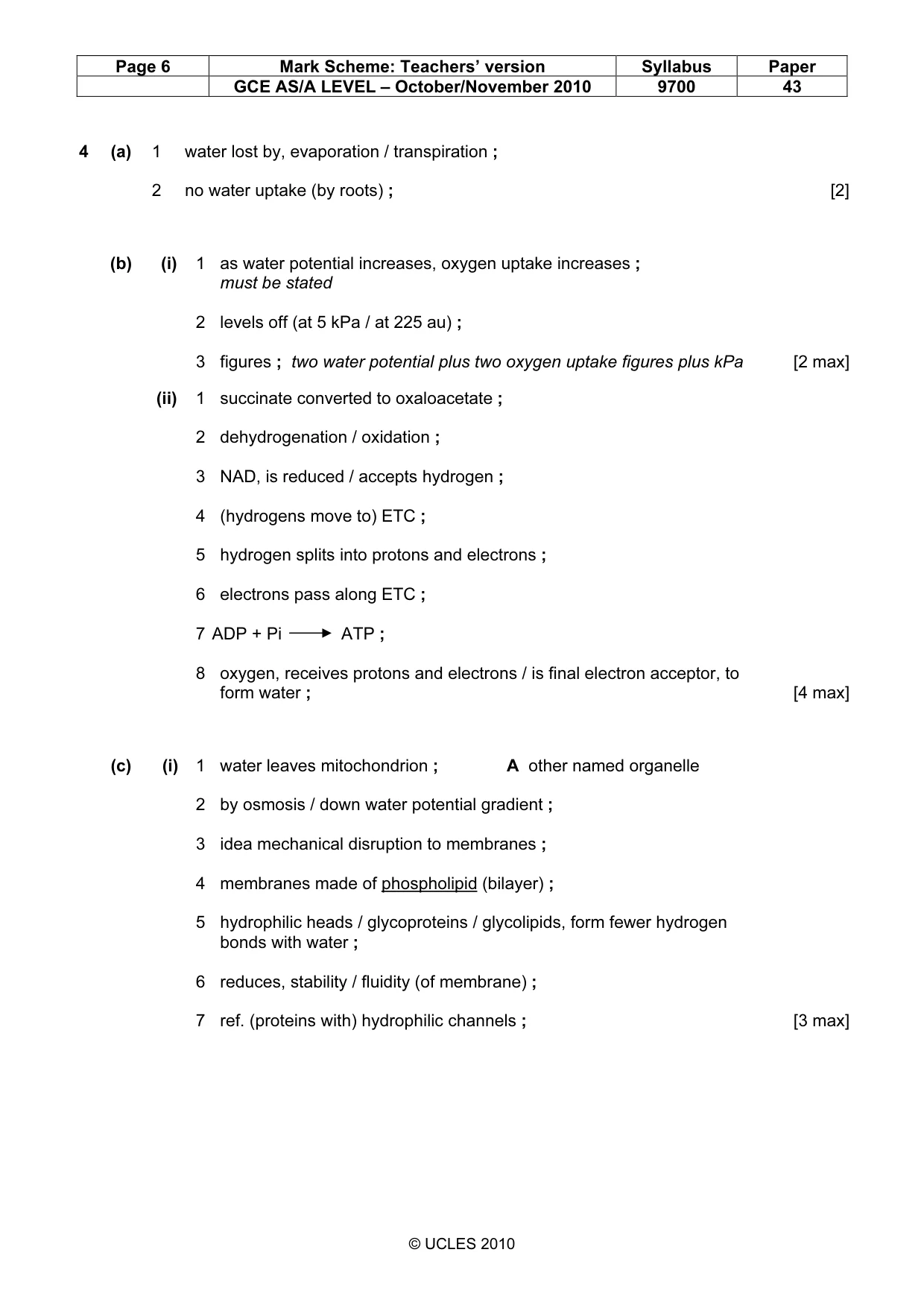 Mark scheme, page 6 of 13