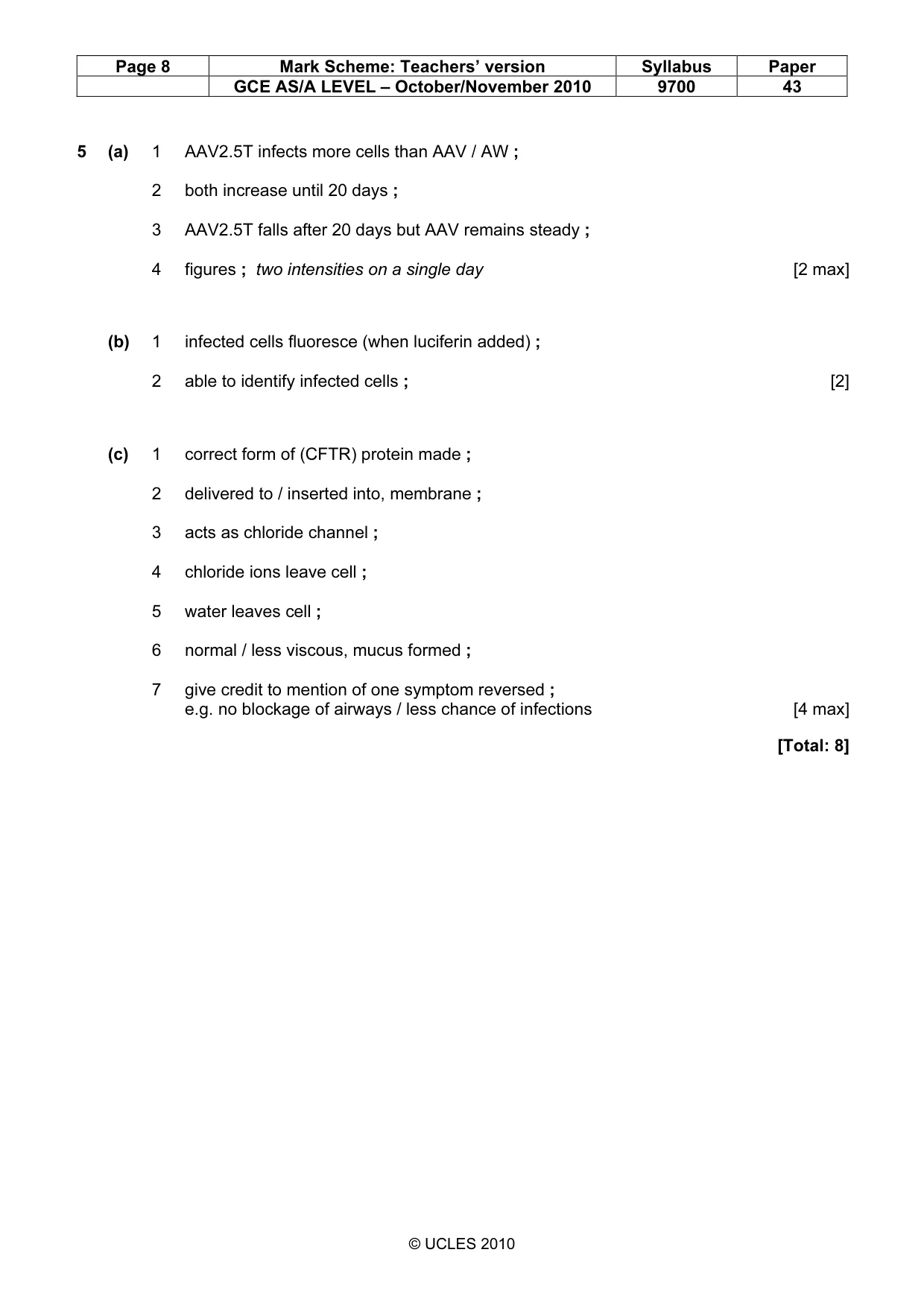 Mark scheme, page 8 of 13
