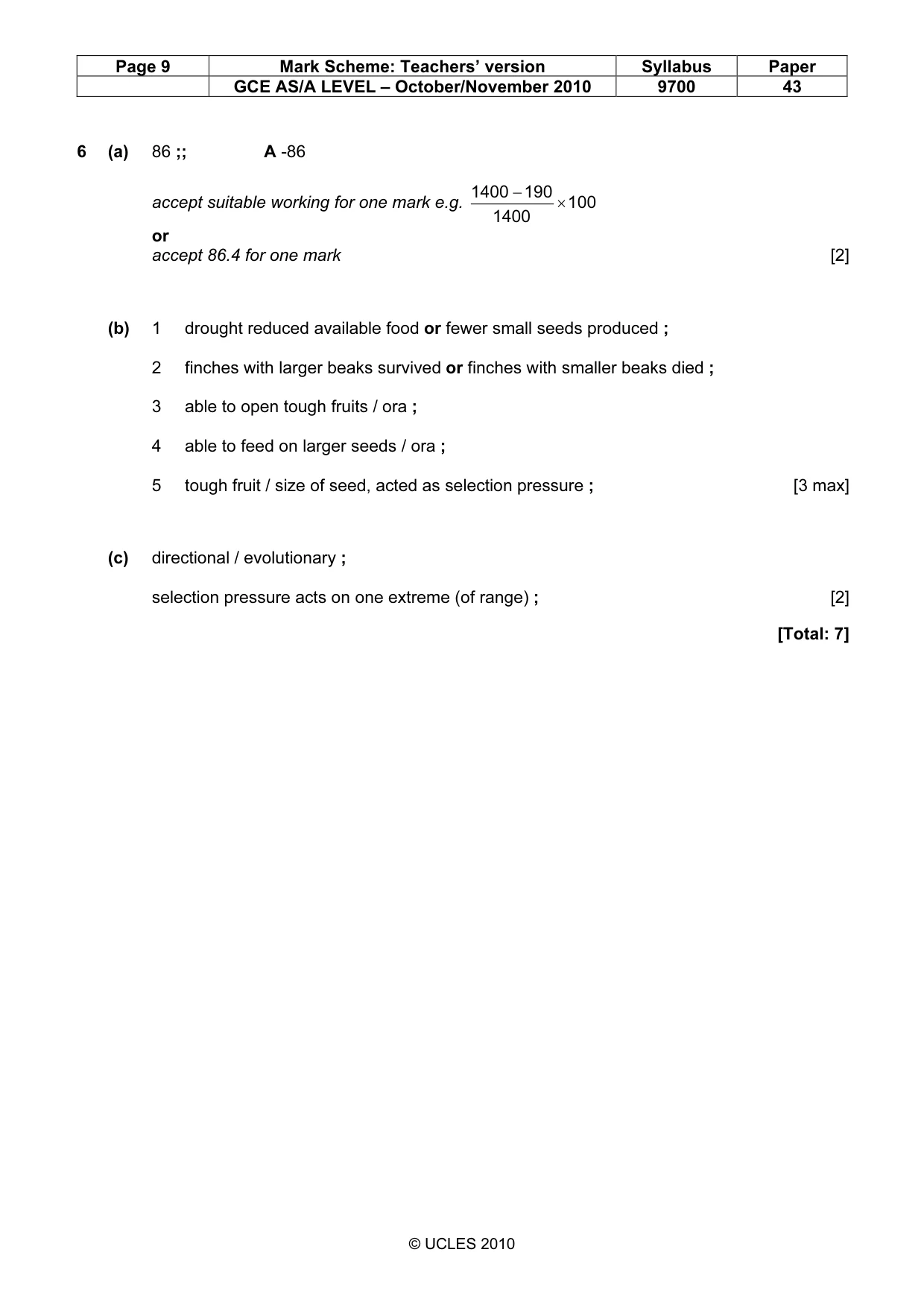 Mark scheme, page 9 of 13