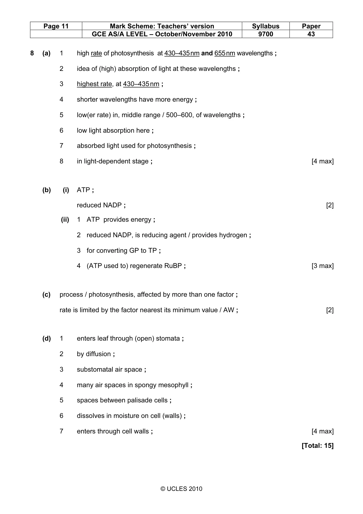 Mark scheme, page 11 of 13