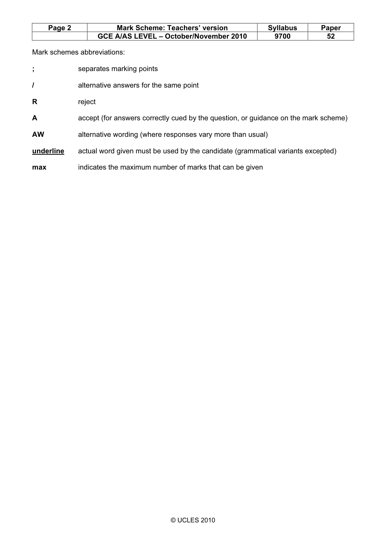 Mark scheme, page 2 of 6
