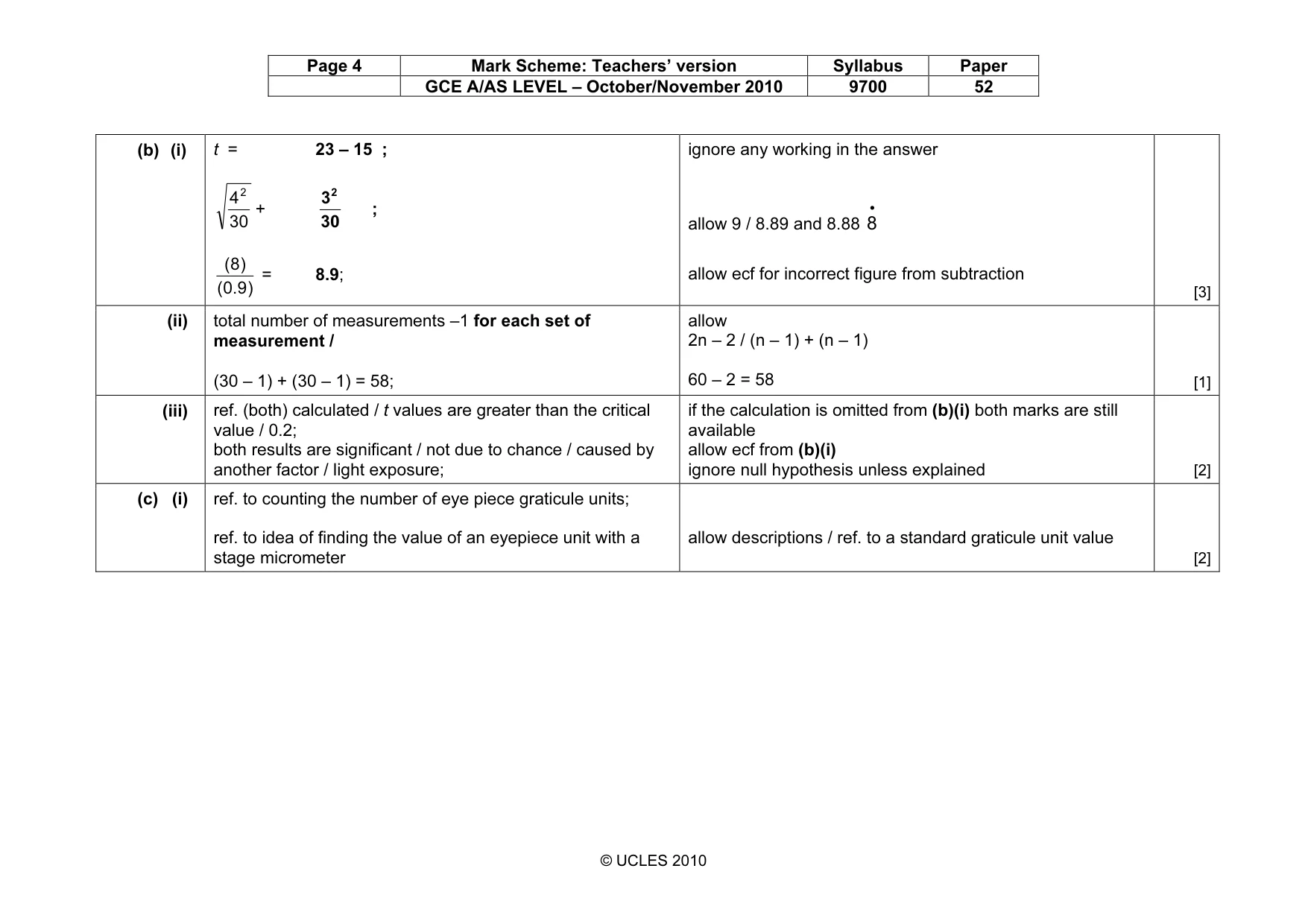 Mark scheme, page 4 of 6