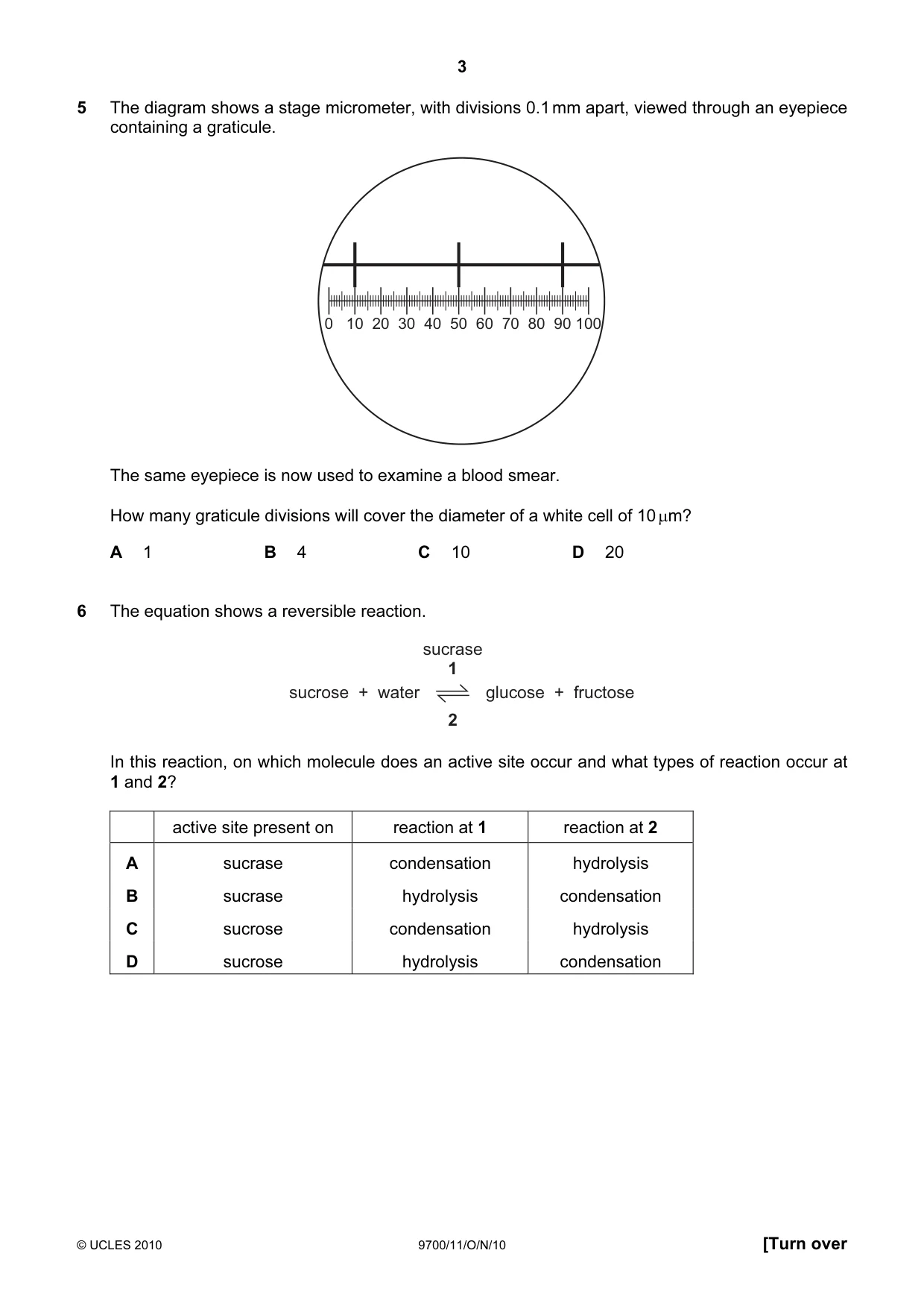 Cambridge A Level Biology 9700 2010 Oct/Nov Paper 1 · Variant 1 question paper, page 3 of 20