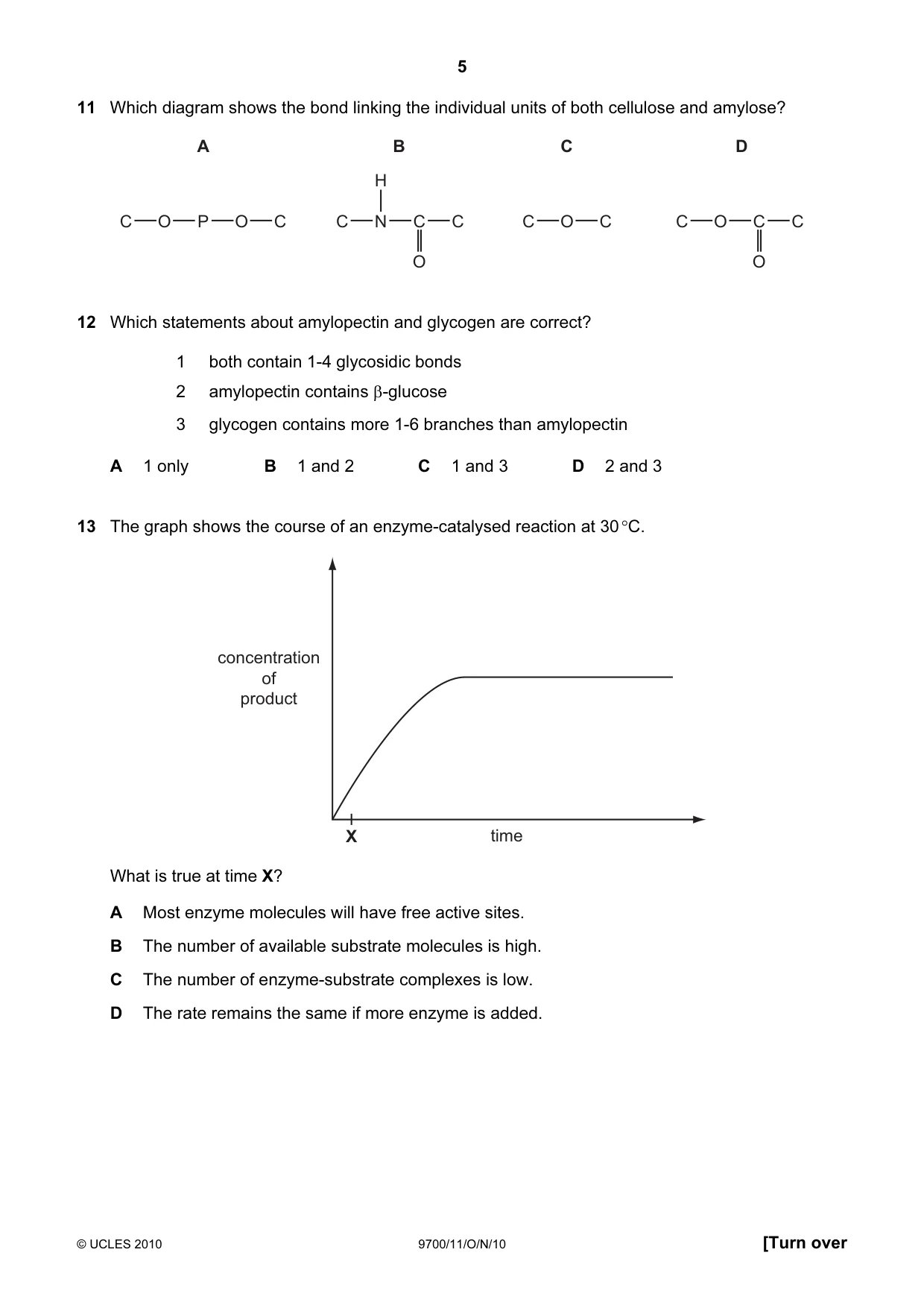 Cambridge A Level Biology 9700 2010 Oct/Nov Paper 1 · Variant 1 question paper, page 5 of 20